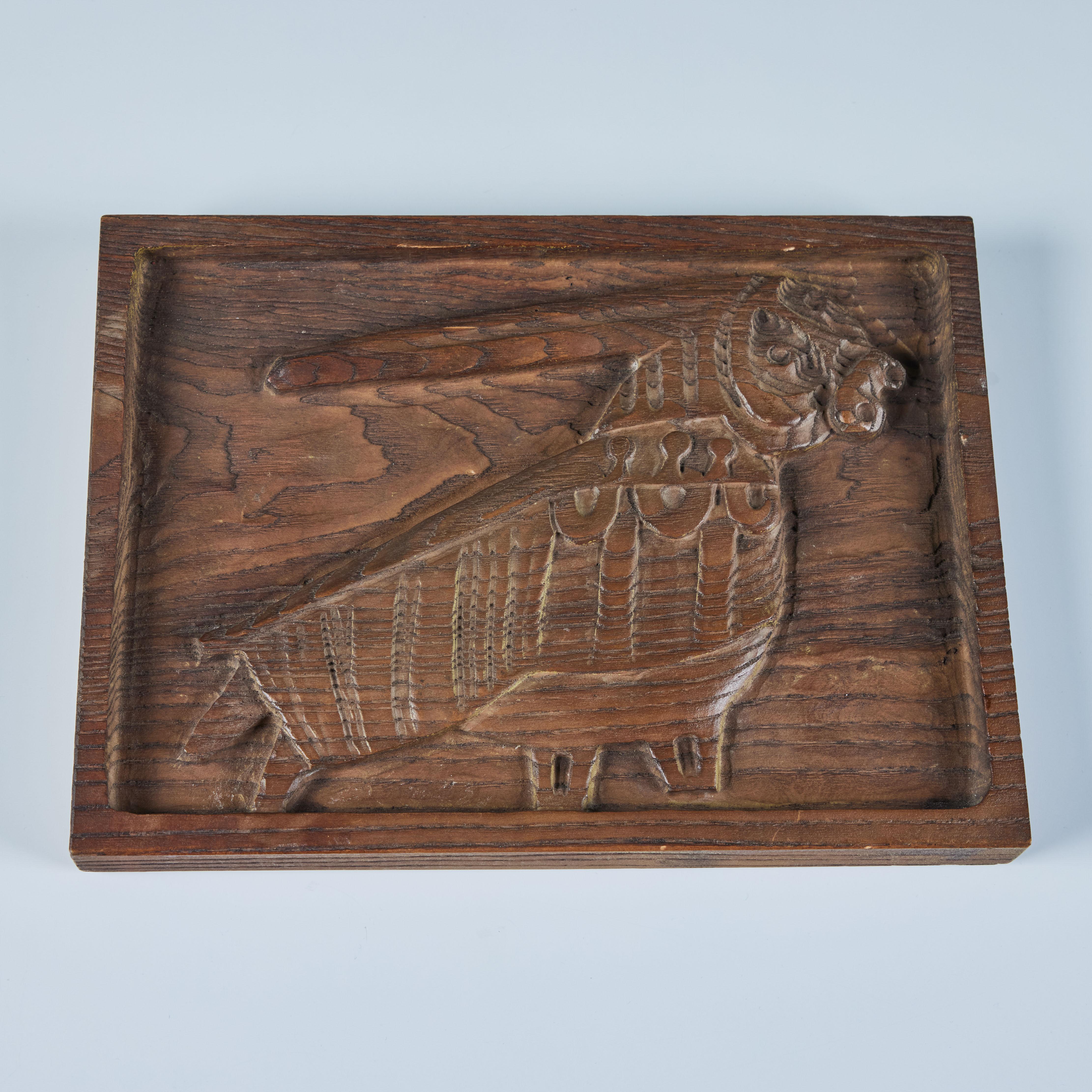 20th Century Evelyn Ackerman Animal Wood Carved Panel For Sale