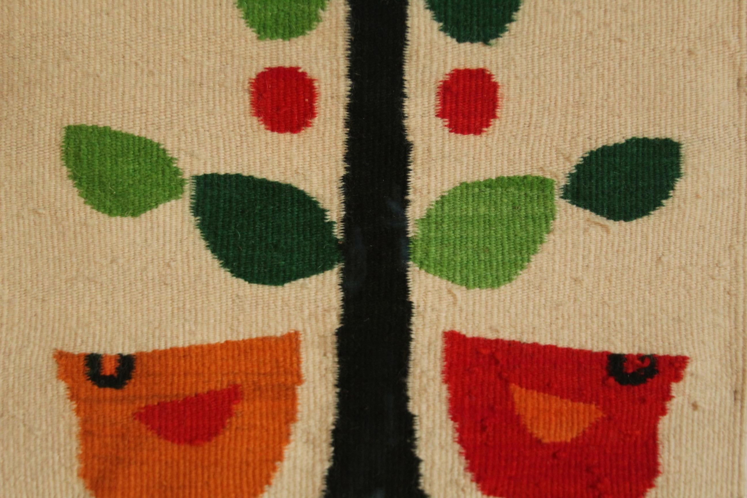 Evelyn Ackerman Birds and Tree Hand-Woven Wool Tapestry, 1960s In Good Condition In Coronado, CA
