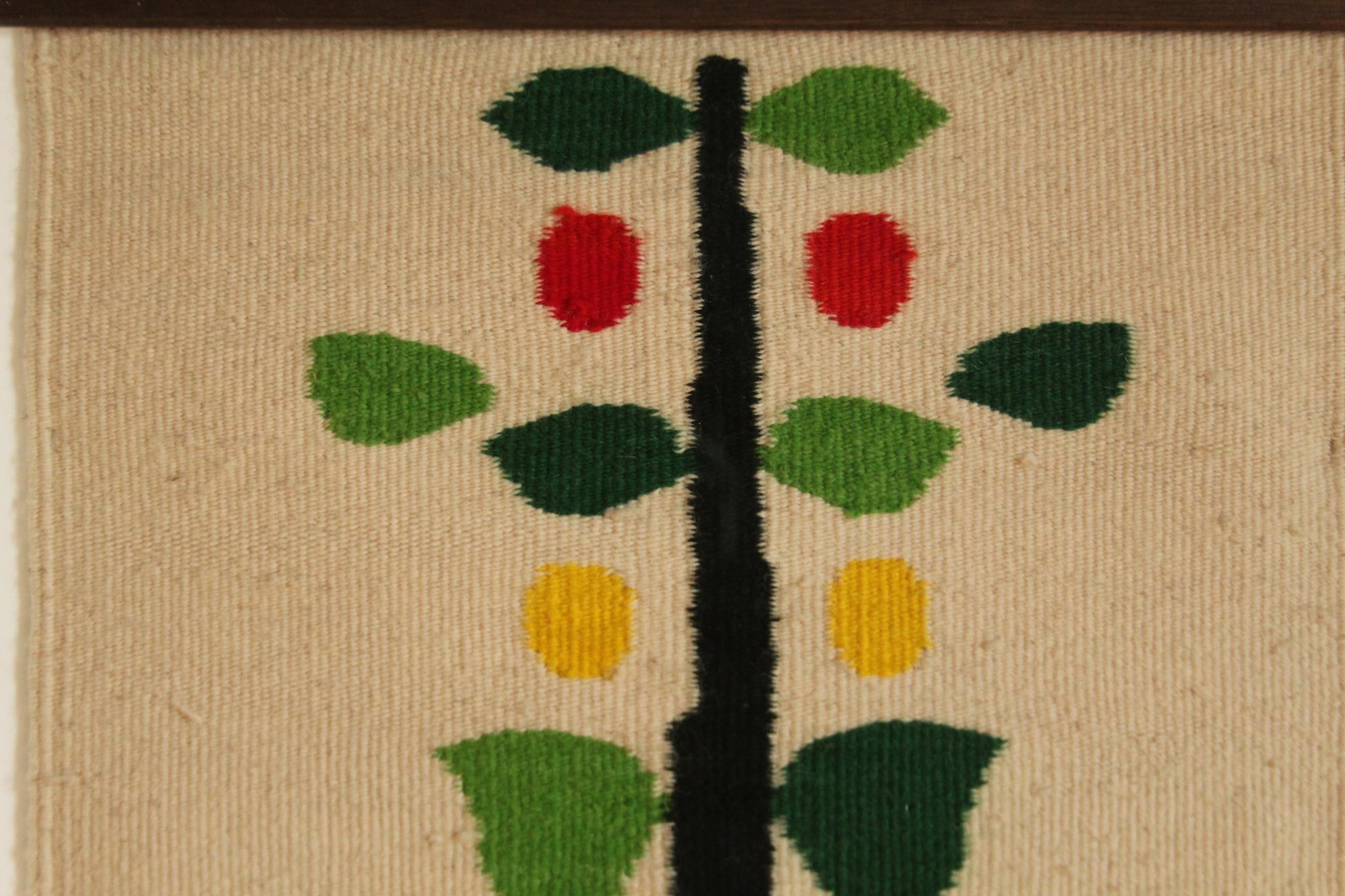 Evelyn Ackerman Birds and Tree Hand-Woven Wool Tapestry, 1960s 1