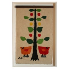 Evelyn Ackerman Birds and Tree Hand-Woven Wool Tapestry, 1960s