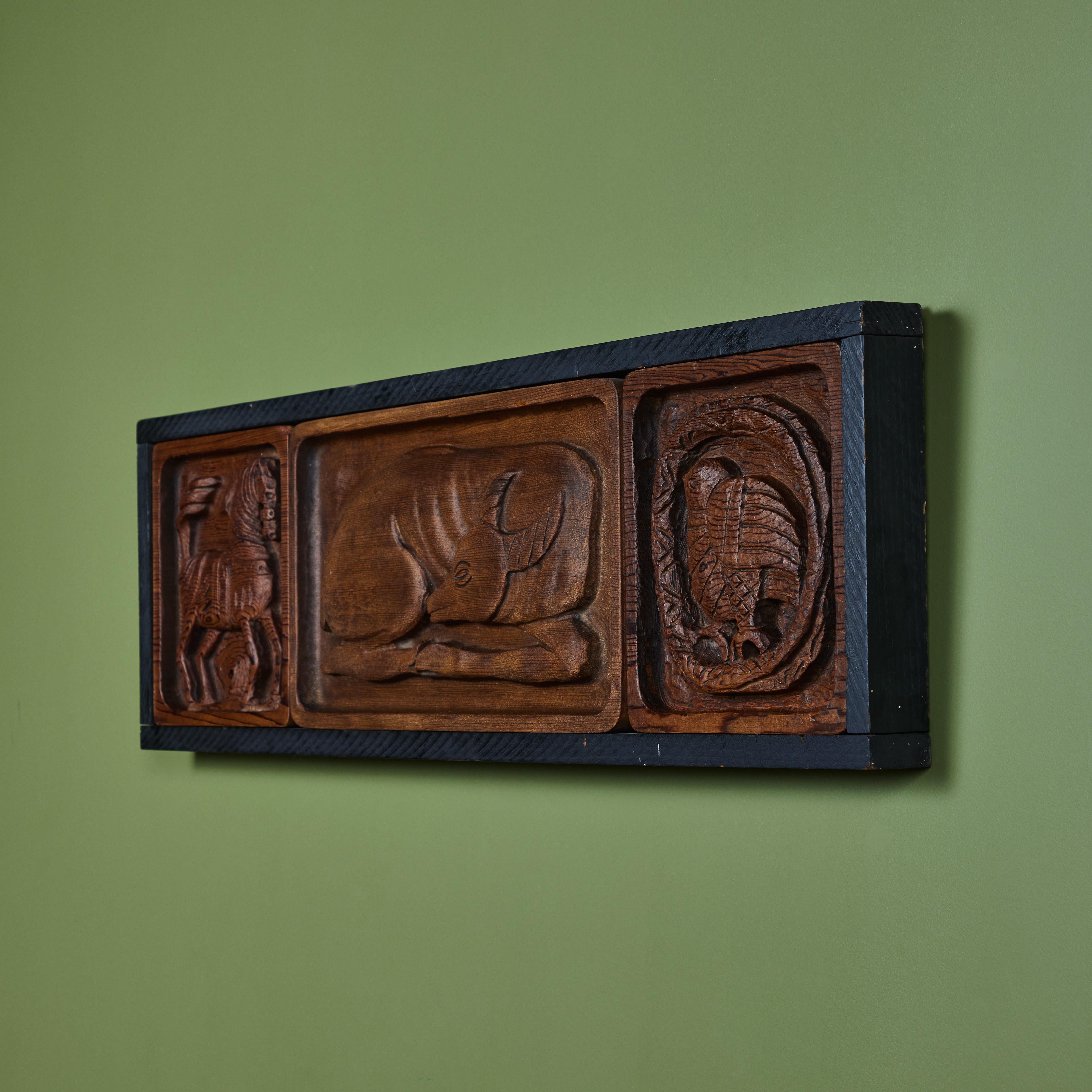 Mid-Century Modern Evelyn Ackerman Carved Wood Panel