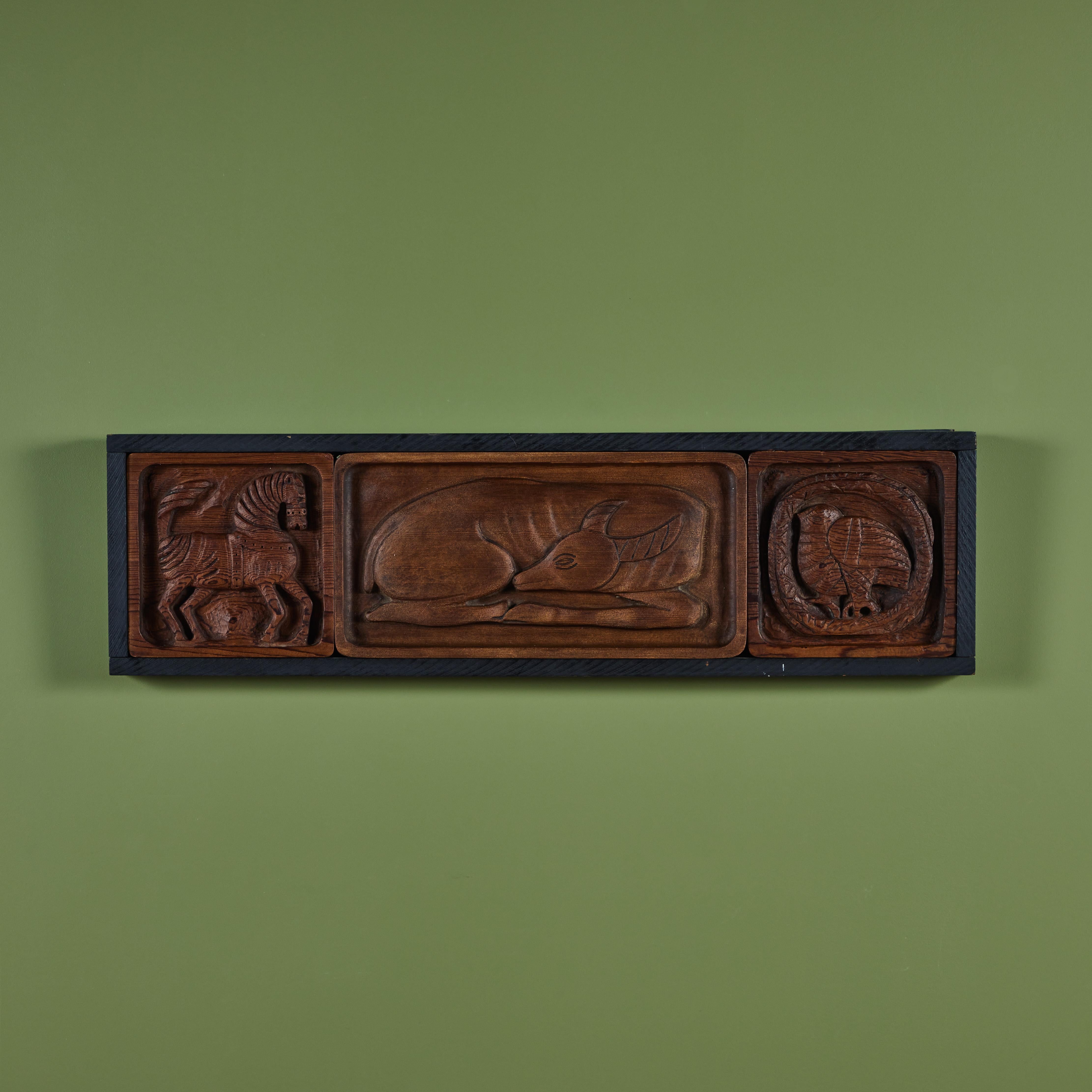 Ebonized Evelyn Ackerman Carved Wood Panel