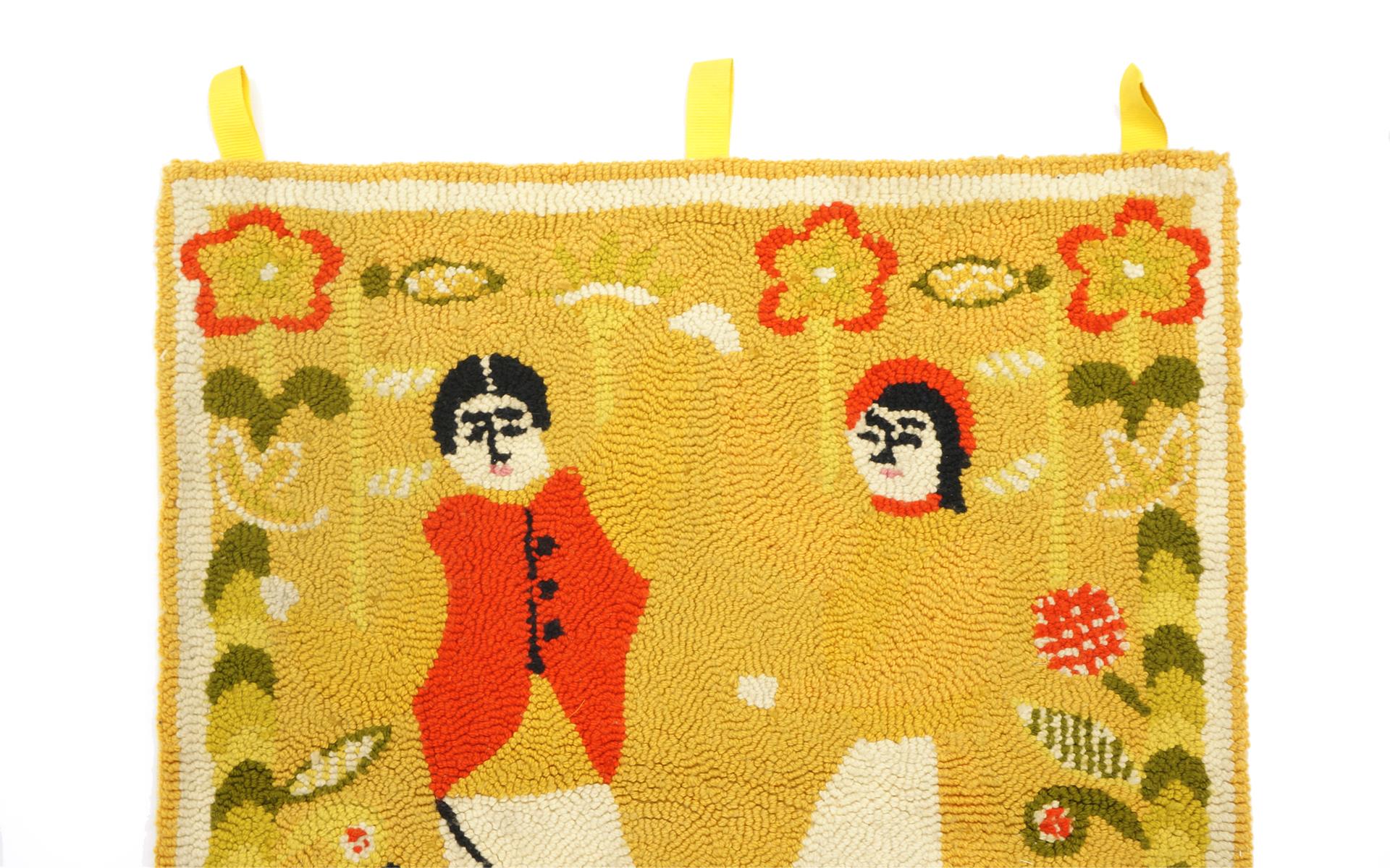 Tapisserie crochetée à la main par Evelyn et Jerome Ackerman, ERA, Los Angeles. Fabriqué à la main au Japon. Ils sont de plus en plus rares. Très bon état d'origine.