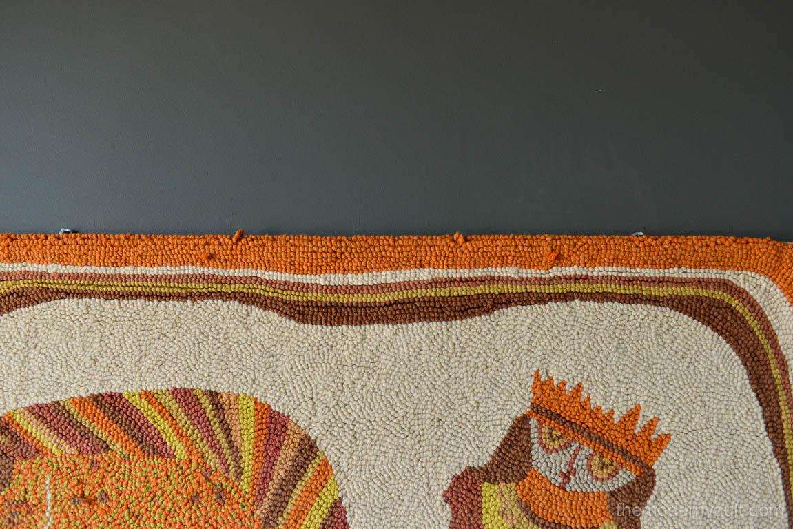 Evelyn Ackerman Hooked Wool Tapestry Titled 'Equestrian' circa 1959 In Good Condition In Costa Mesa, CA