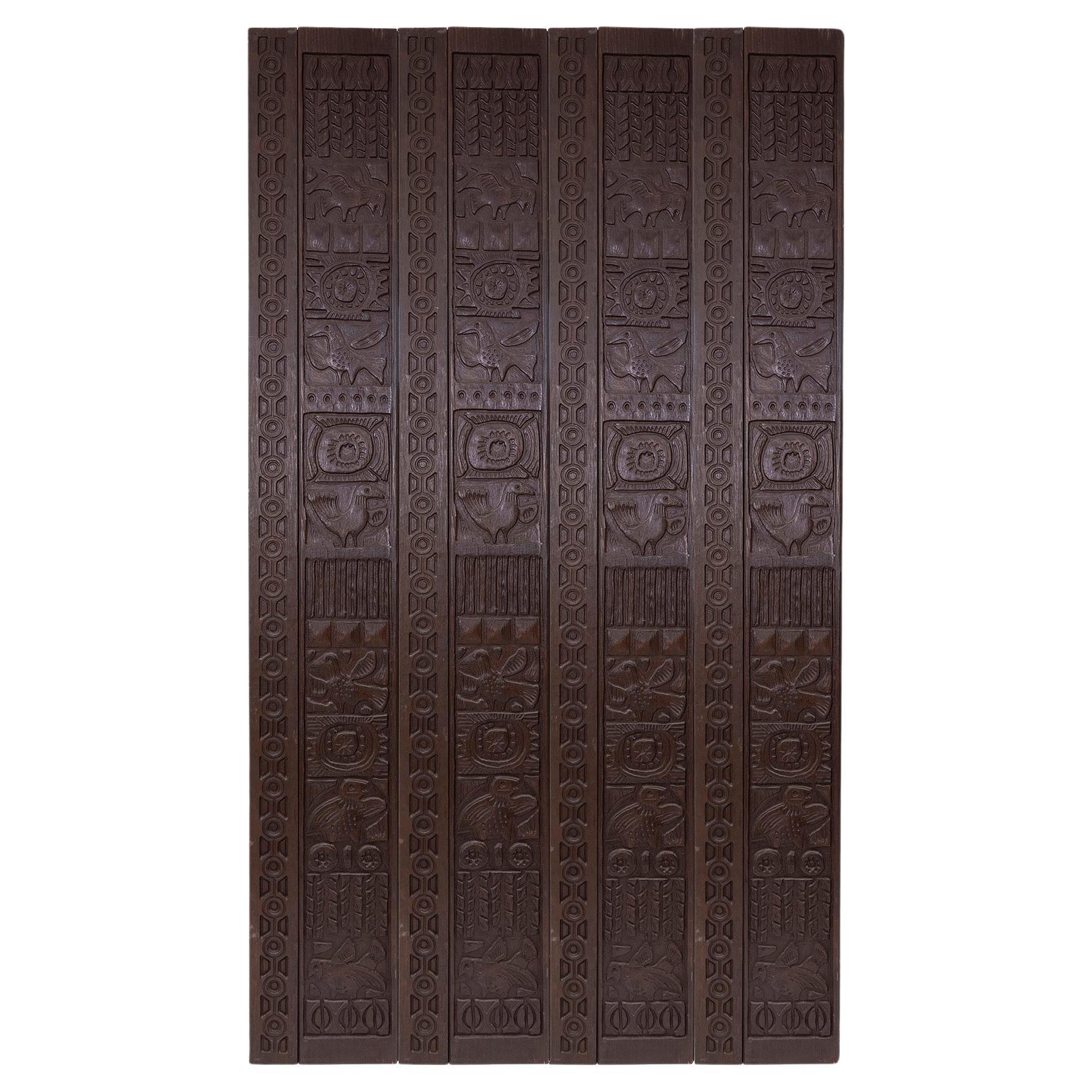 Pair of Carved Redwood Door Panels by Evelyn Ackerman For Sale at 1stDibs carved door panels