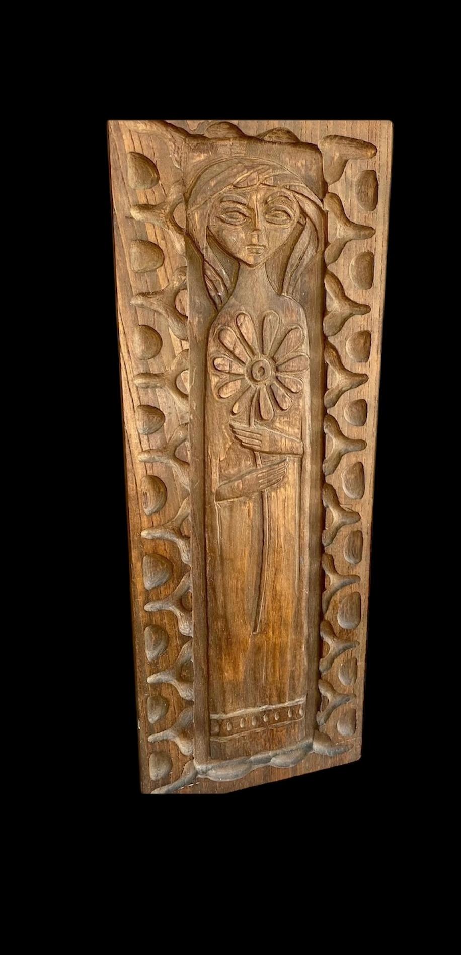 Evelyn Ackerman Panelcarve Arte Flora de Madera Era Industries 1963 Estadounidense en venta