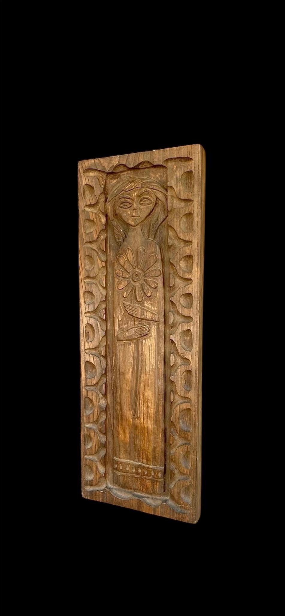 Evelyn Ackerman Panelcarve Arte Flora de Madera Era Industries 1963 Tallado a mano en venta