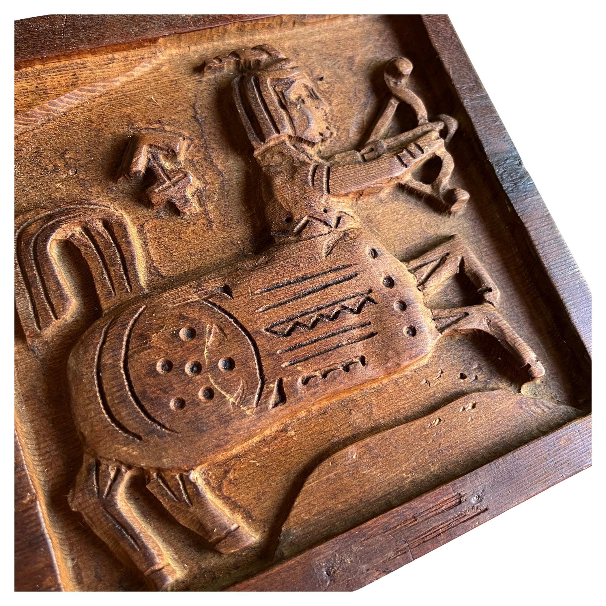Mid-Century moderno Panelcarve Evelyn Ackerman Sagittario astratto in bassorilievo Wood Panel