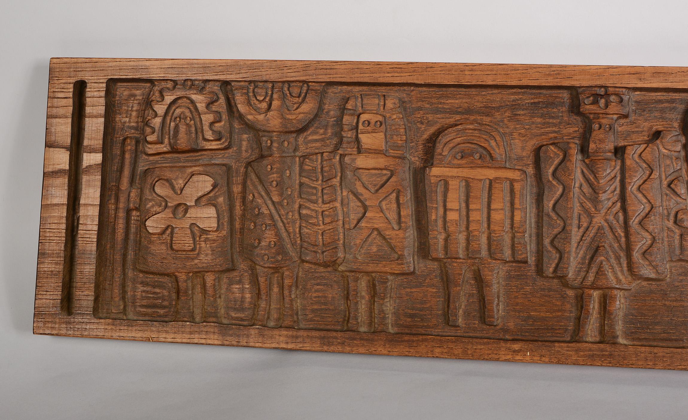 North American Evelyn Ackerman Tribal Warriors Carved Bas Relief Panel Era Industries