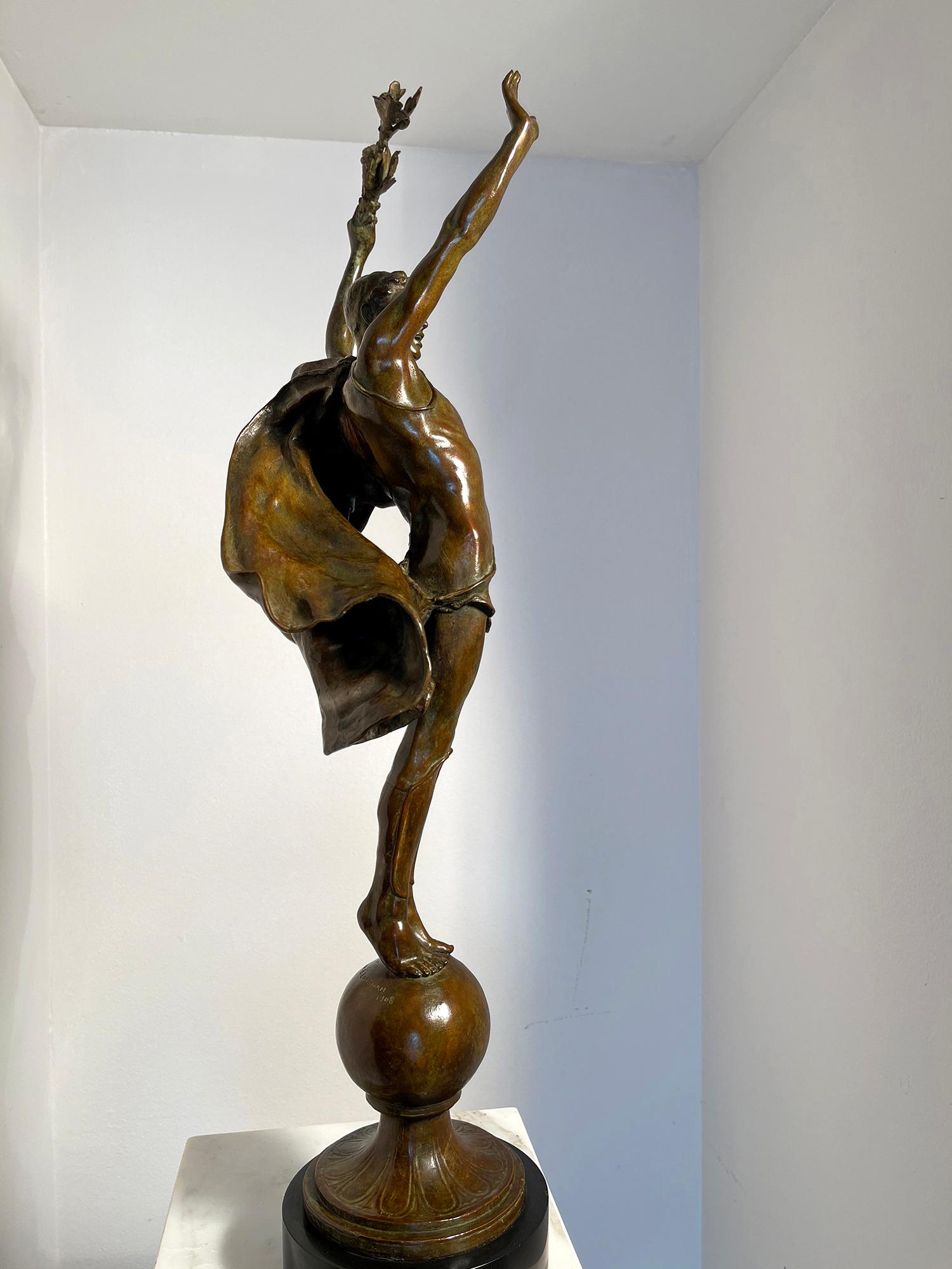 Victory - Athletic Young Man in Classical Pose,  ( Female Sculptor ) For Sale 3