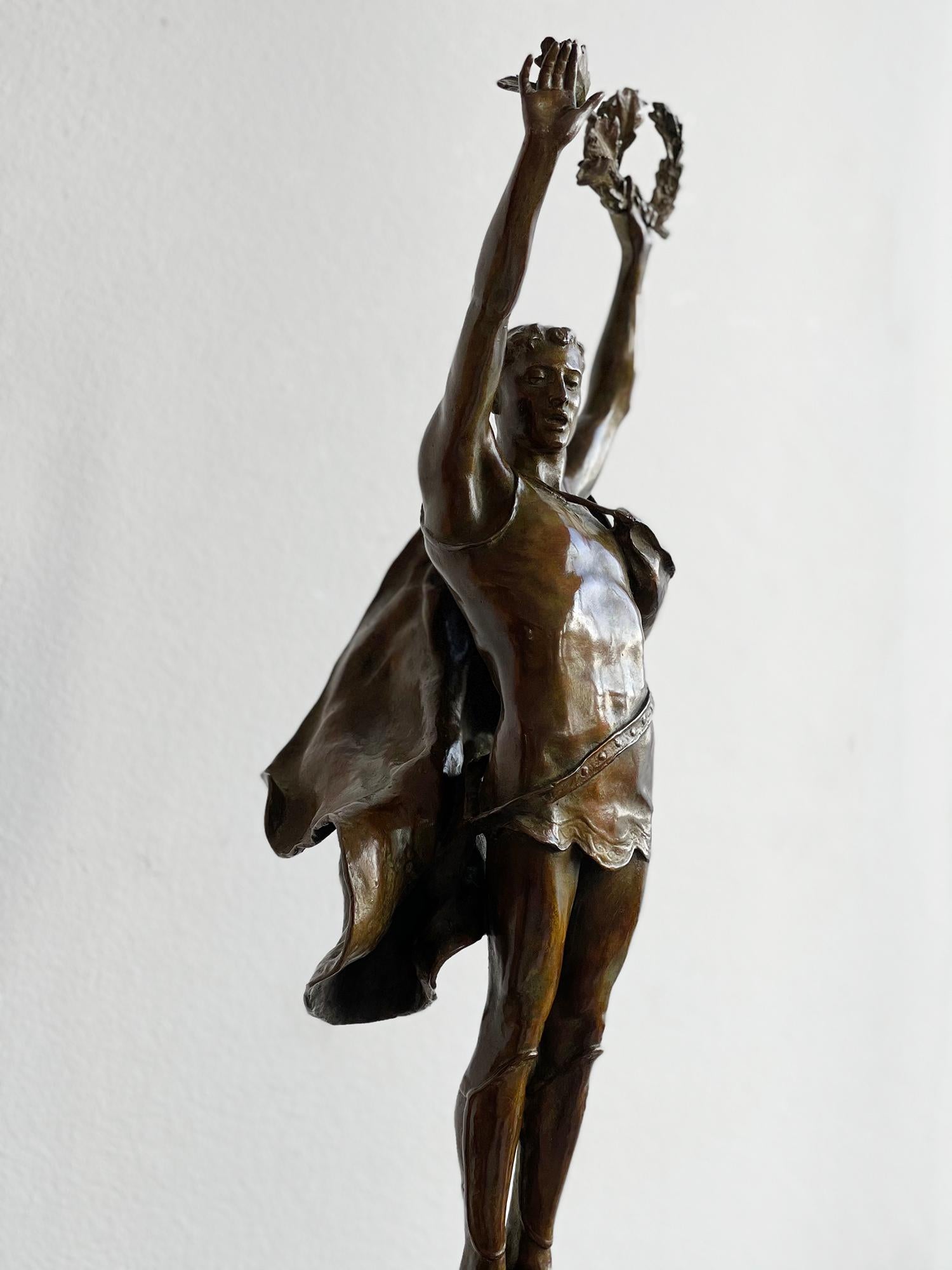Victory - Athletic Young Man in Classical Pose,  ( Female Sculptor ) For Sale 8