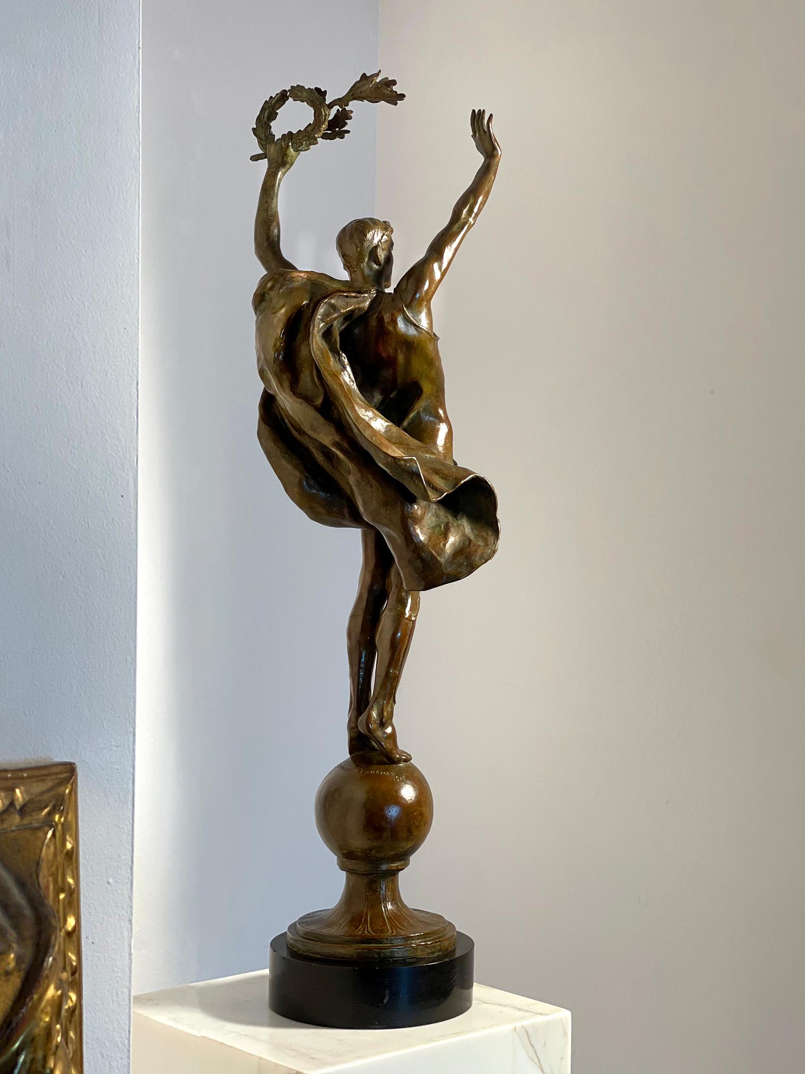 Victory - Athletic Young Man in Classical Pose,  ( Female Sculptor ) For Sale 1