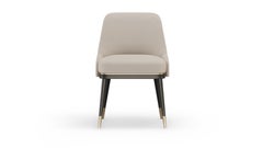 Evelyn Chair in Cream Fabric with Black Wood and Mettalic Legs