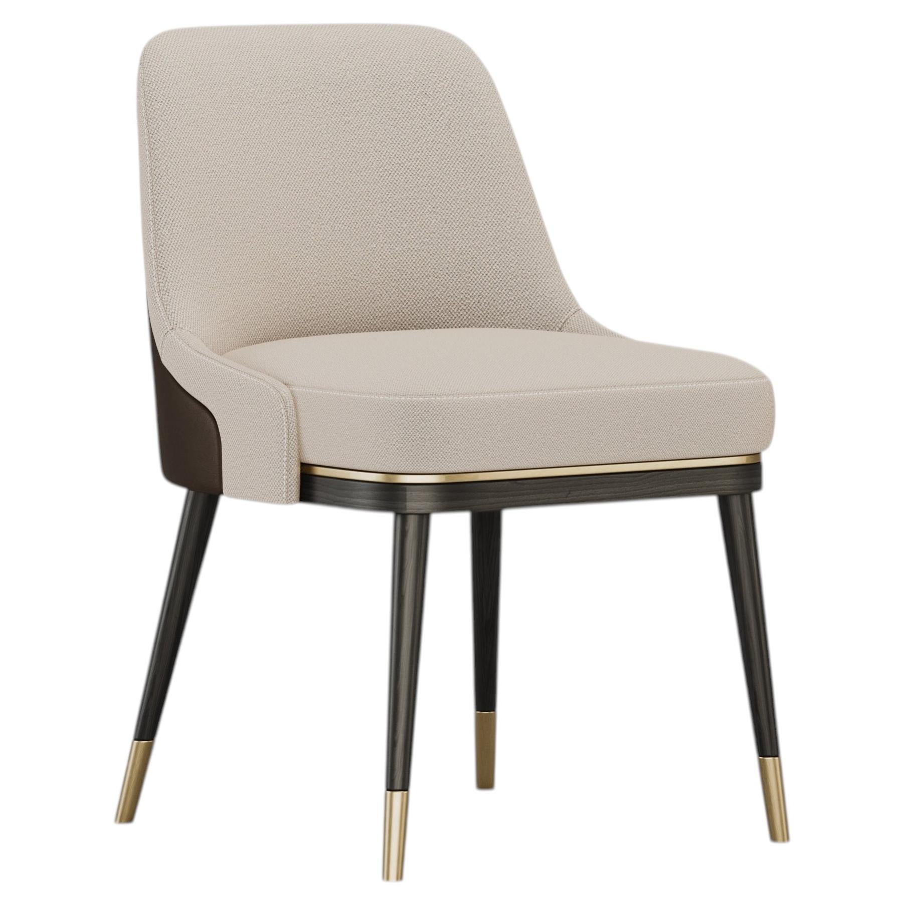 Evelyn Chair in Cream Fabric with Black Wood and Mettalic Legs