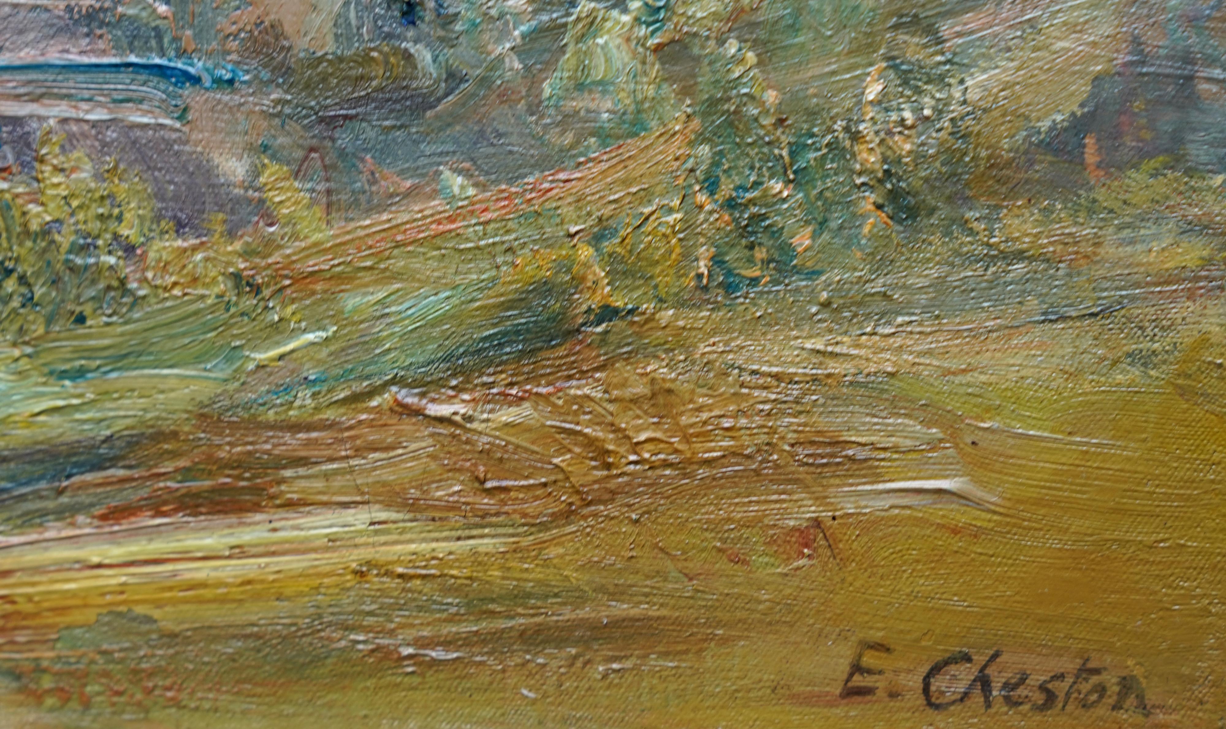The Landslip Coastal View - British 1920s art landscape oil painting NEAC artist For Sale 4