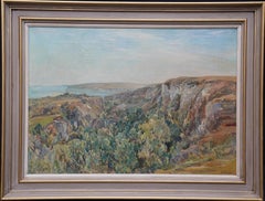The Landslip Coastal View - British 1920s art landscape oil painting NEAC artist