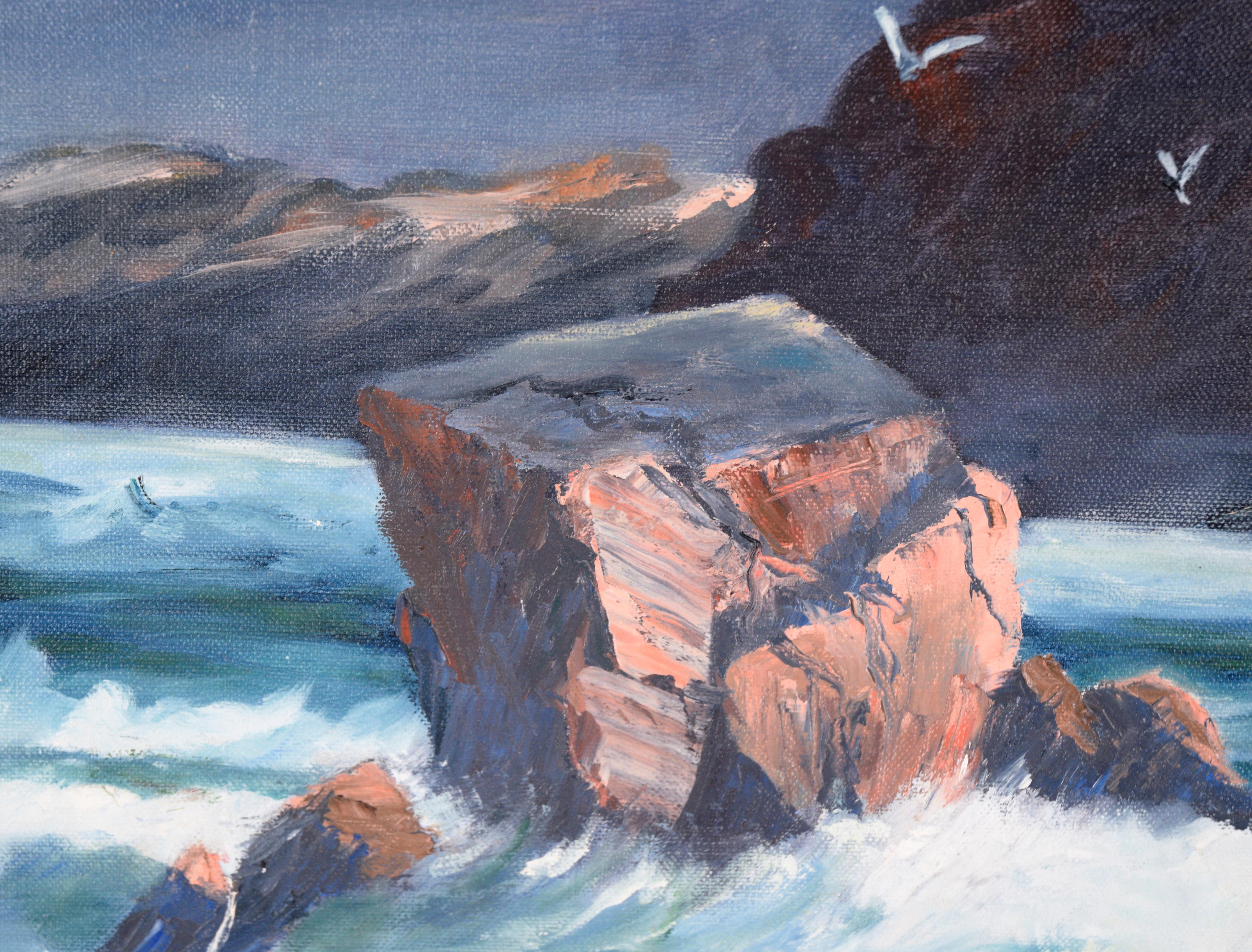 Pacific Coastal Seascape in Oil on Canvas Monterey Big Sur - American Impressionist Painting by Evelyn Meck