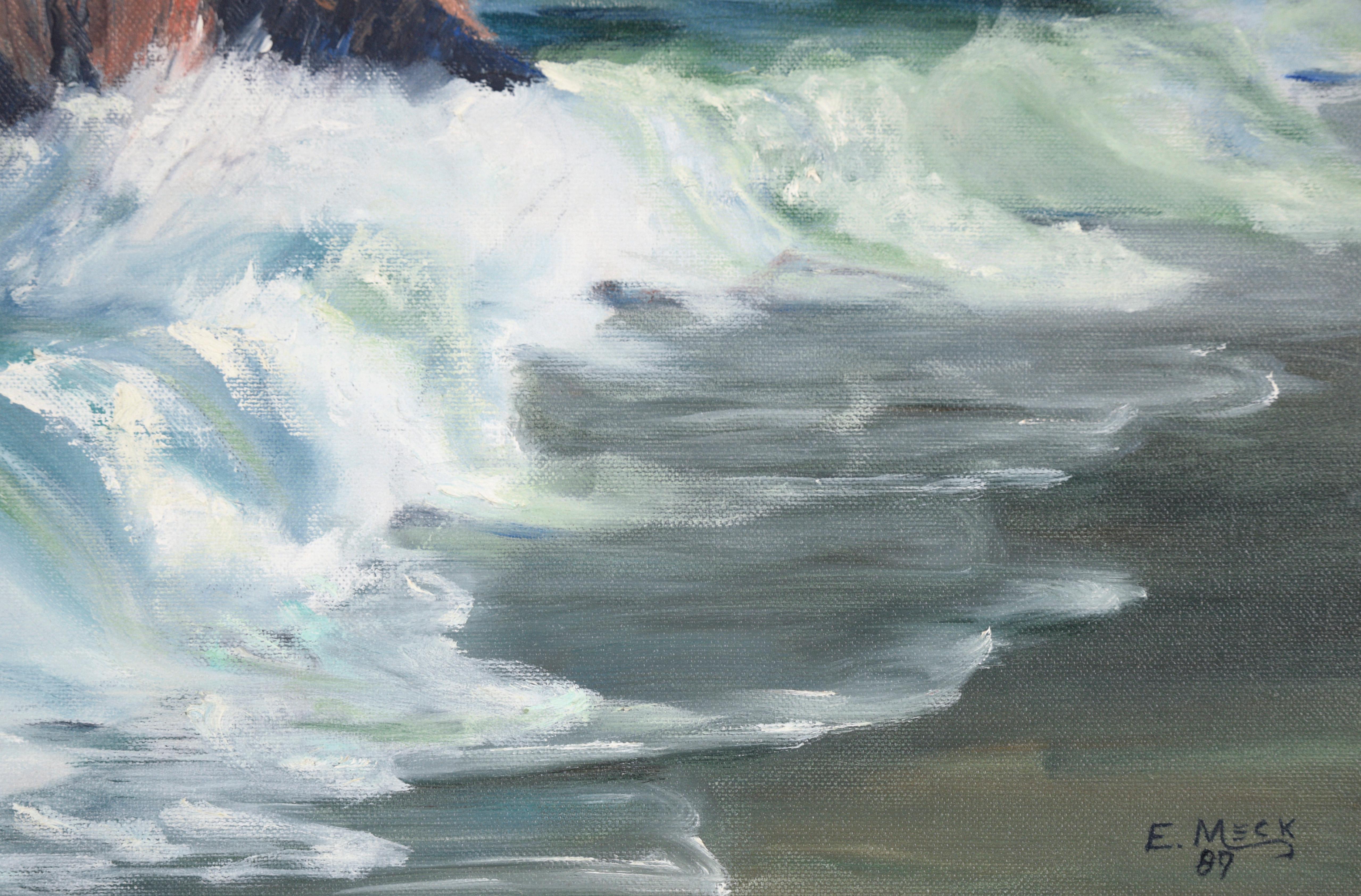 Pacific Coastal Seascape in Oil on Canvas Monterey Big Sur For Sale 1