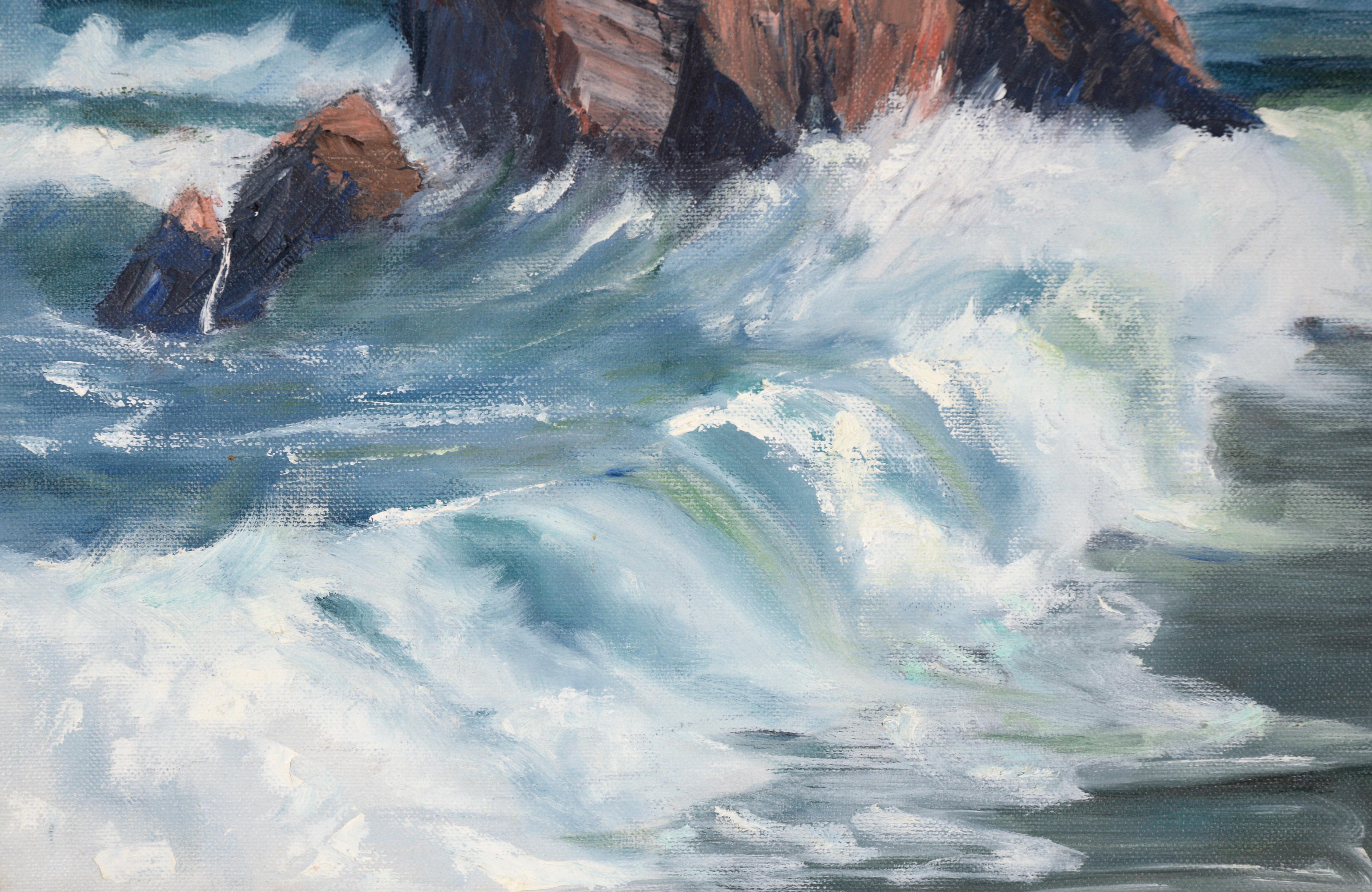 Pacific Coastal Seascape in Oil on Canvas Monterey Big Sur For Sale 2