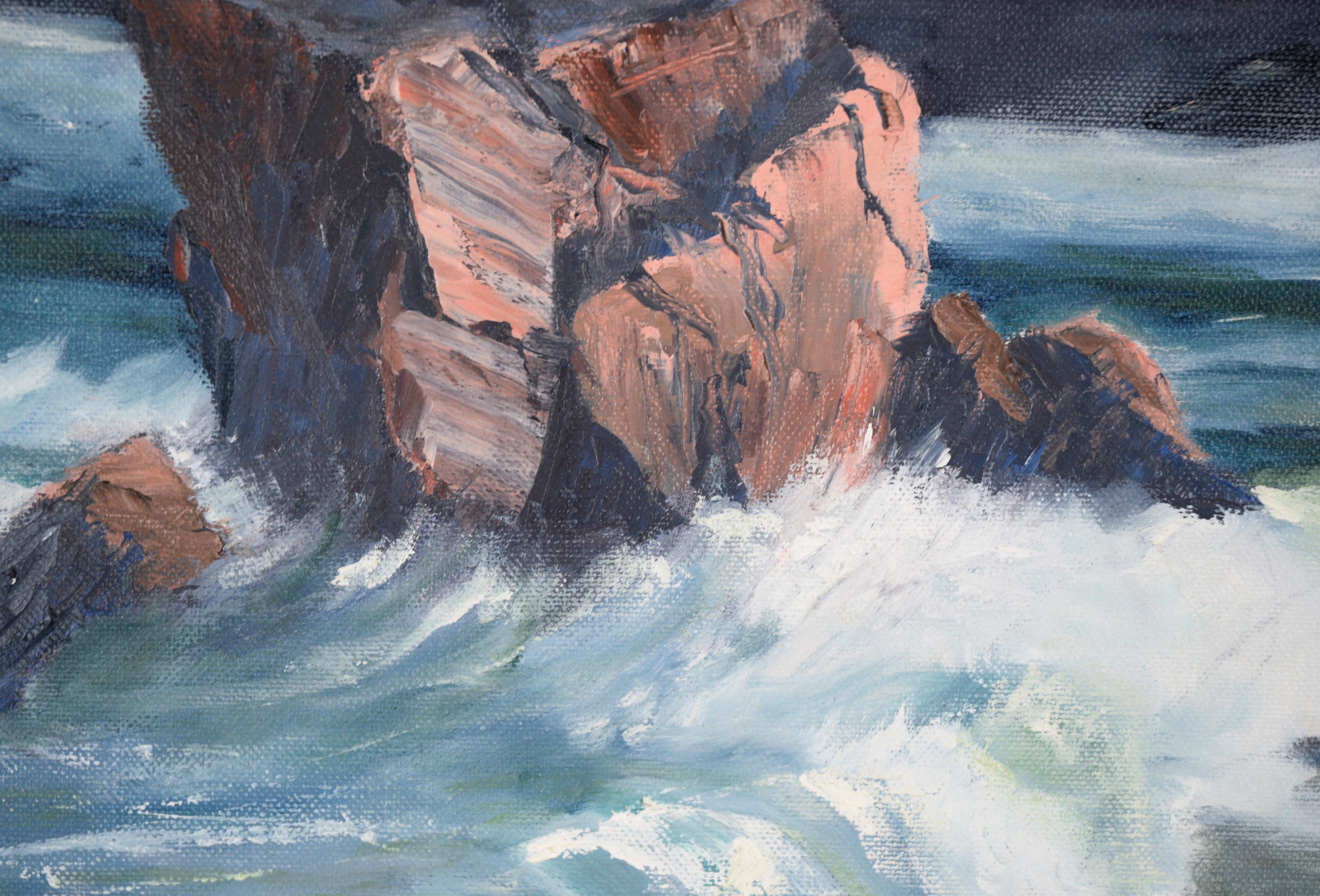 Pacific Coastal Seascape in Oil on Canvas Monterey Big Sur For Sale 3