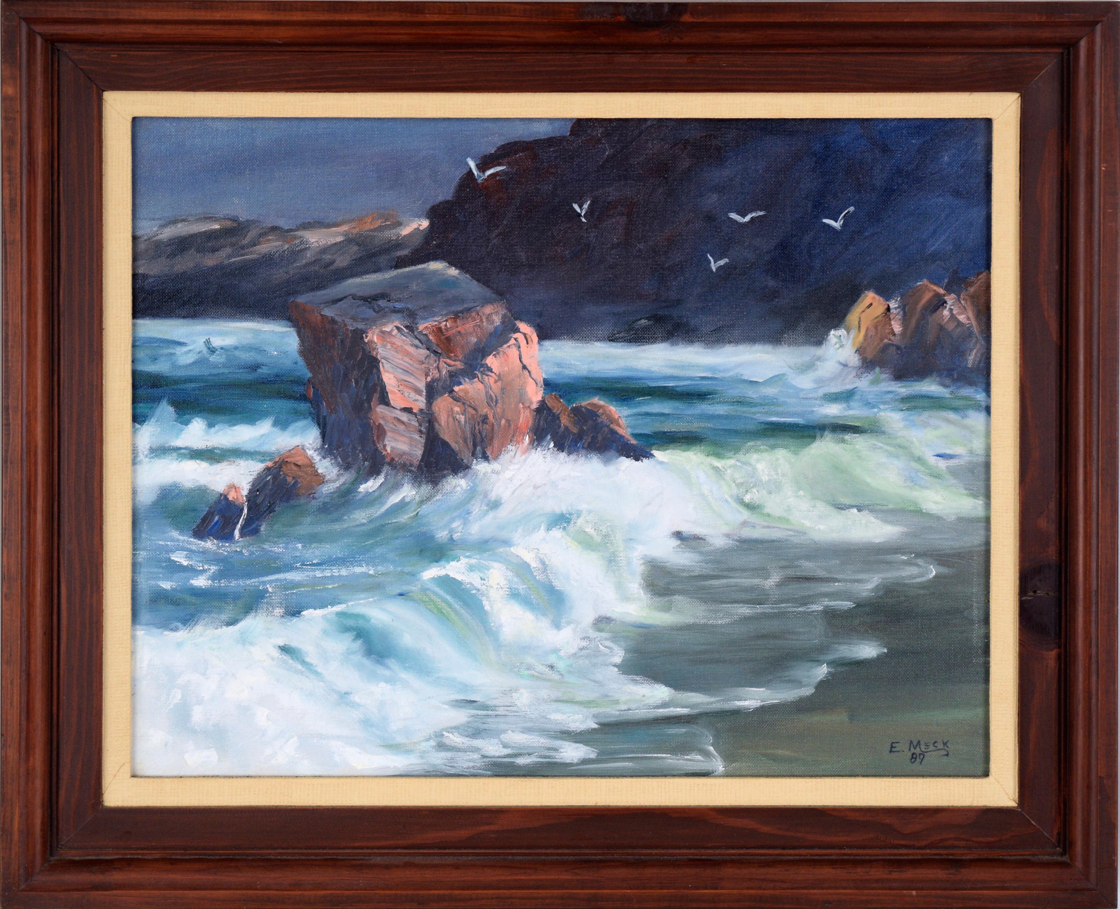 Evelyn Meck Landscape Painting - Pacific Coastal Seascape in Oil on Canvas Monterey Big Sur