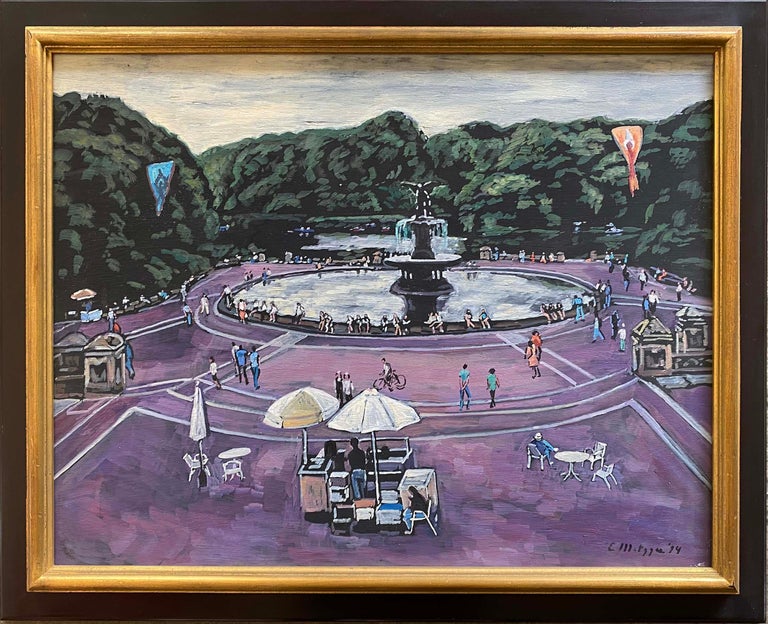 Evelyn Metzger Figurative Painting - "BETHESDA FOUNTAIN, NEW YORK CENTRAL PARK"