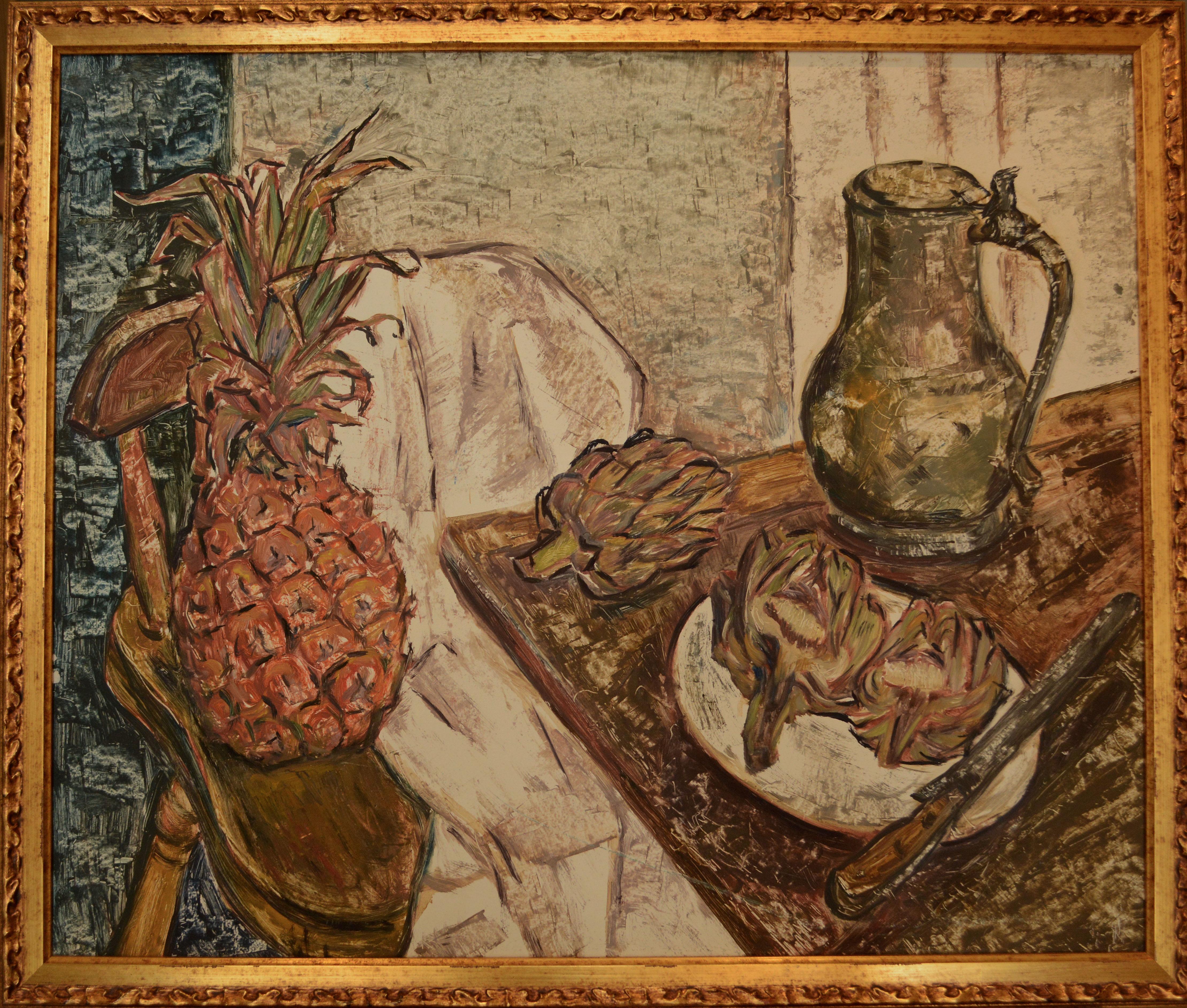 Still Life with Artichokes - Painting by Evelyn Metzger