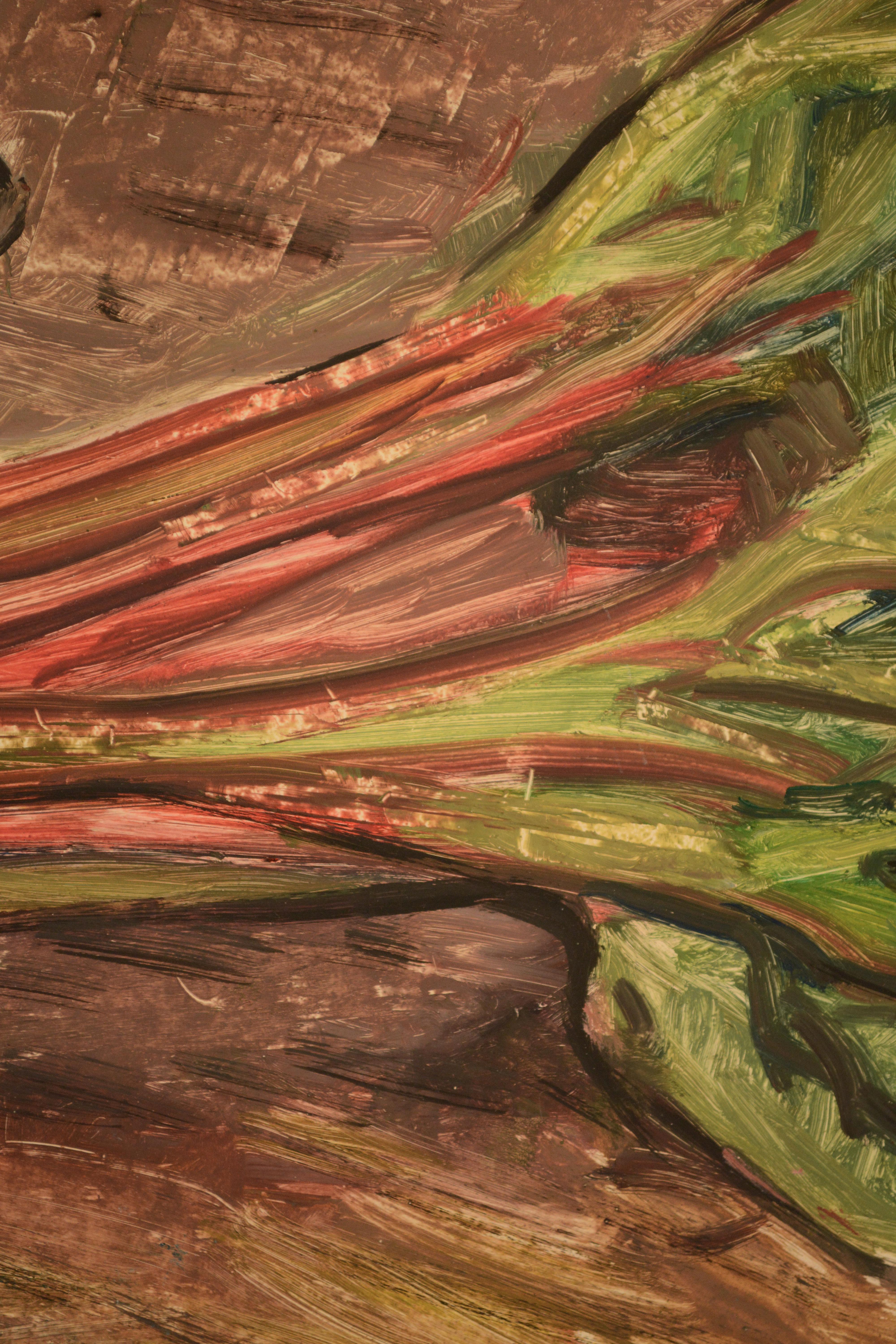 Still Life with Rhubarb - Post-Impressionist Painting by Evelyn Metzger