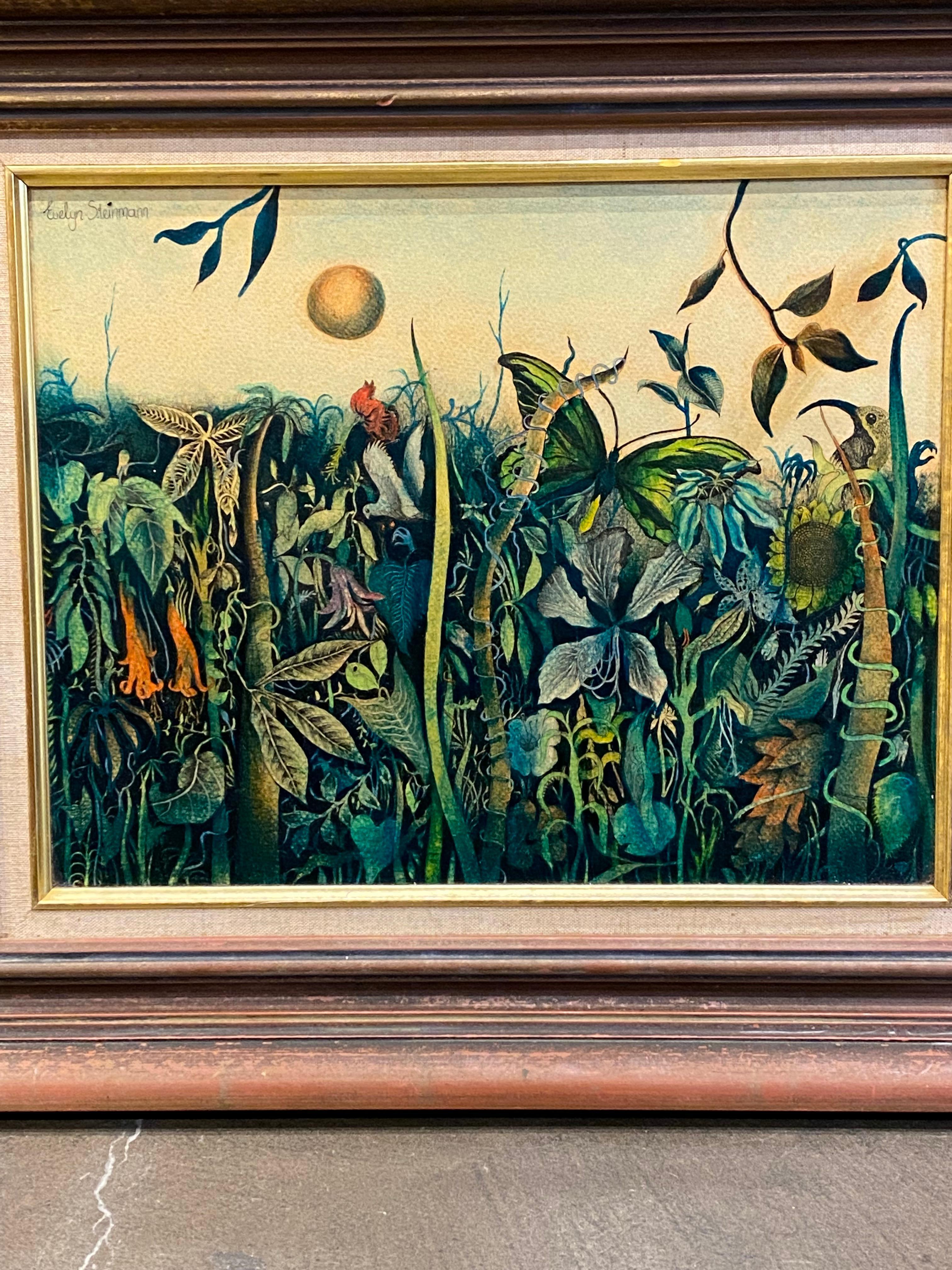 This amazing piece of art was created by 
renowned Australian artist Evelyn Steinmann, 
(born in NSW in 1959),
who often illustrated wildlife & wilderness throughout Australia. 

This particular piece depicts Tropical / Birdwing Jungle, 
created