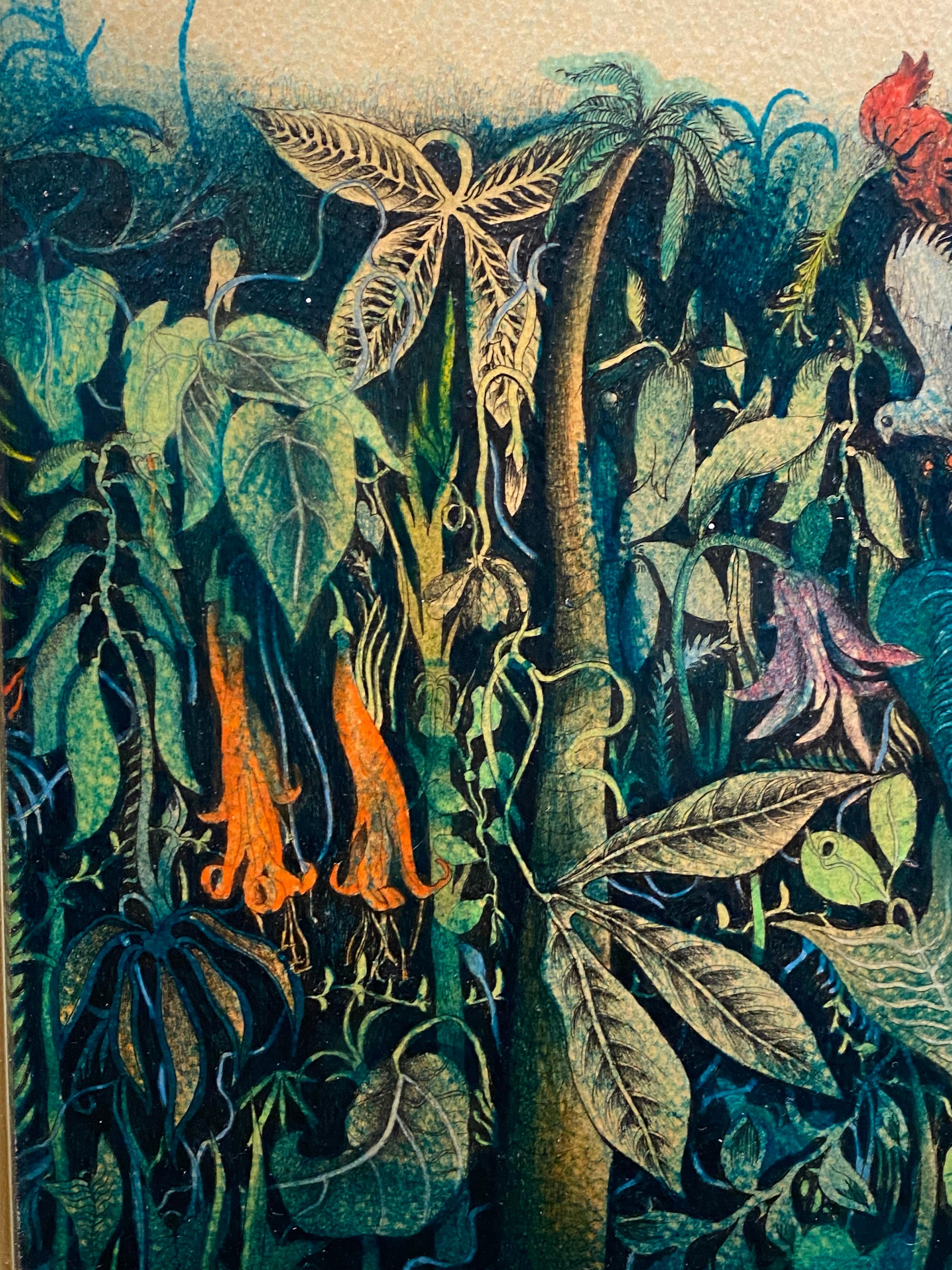 Evelyn Steinmann 1959 - , „Tropische Dschungel“ Tinte, Aquarell, Lackmalerei, Lackmalerei 1