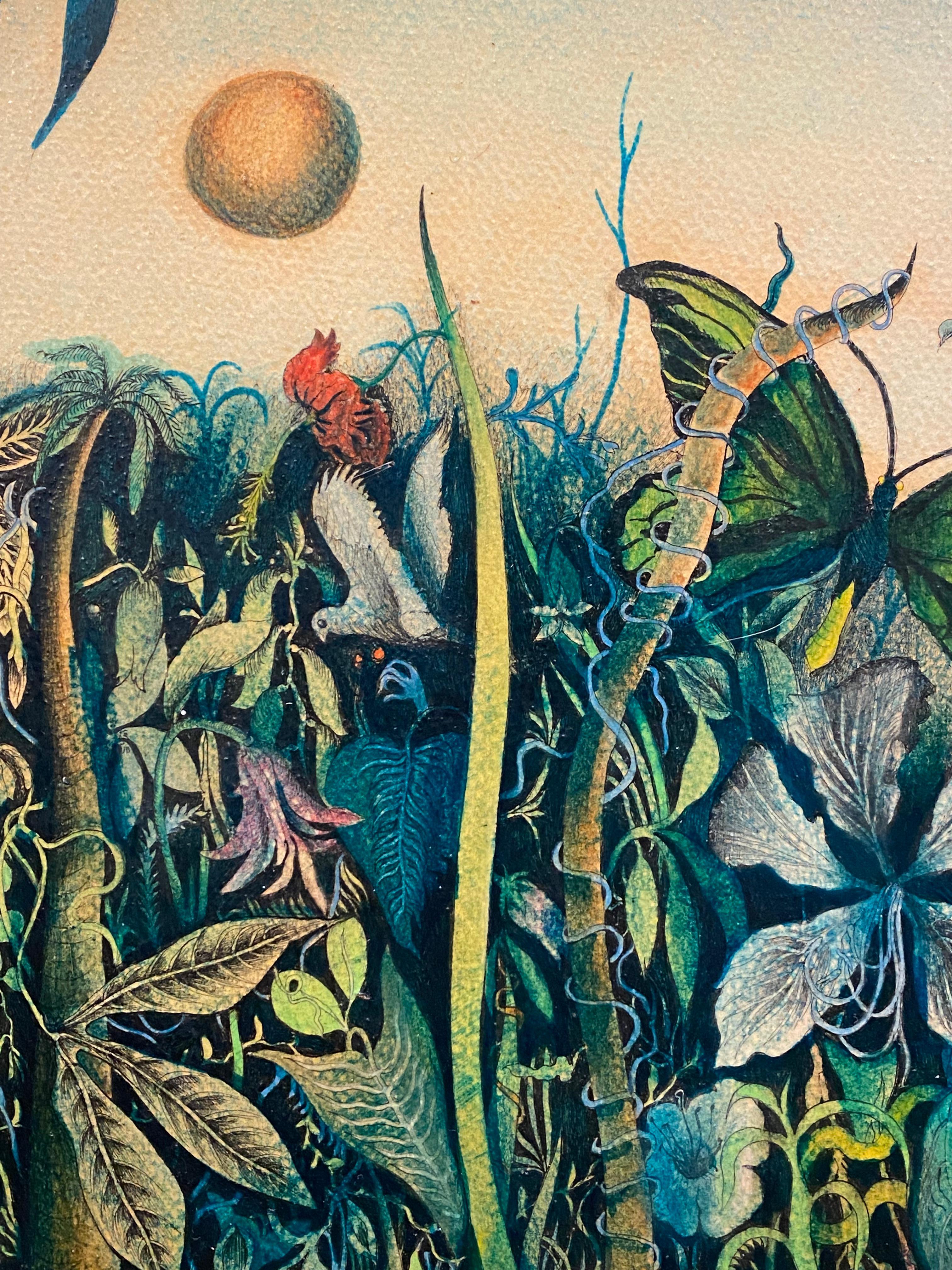 Evelyn Steinmann 1959 - , „Tropische Dschungel“ Tinte, Aquarell, Lackmalerei, Lackmalerei 2