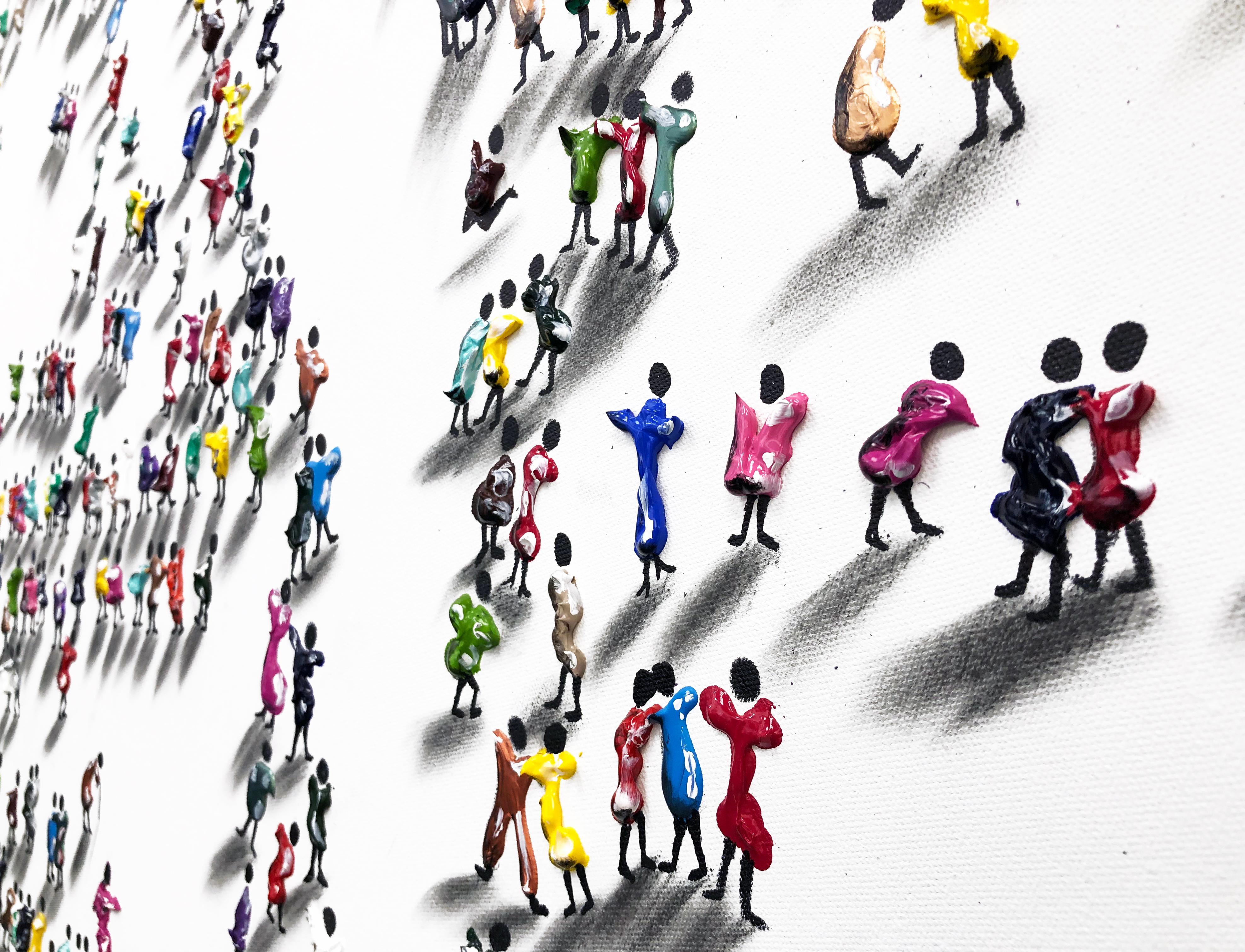 Caminos diferentes (gran cuadro original texturado sobre lienzo) - Painting Contemporáneo de Evelyn Walg