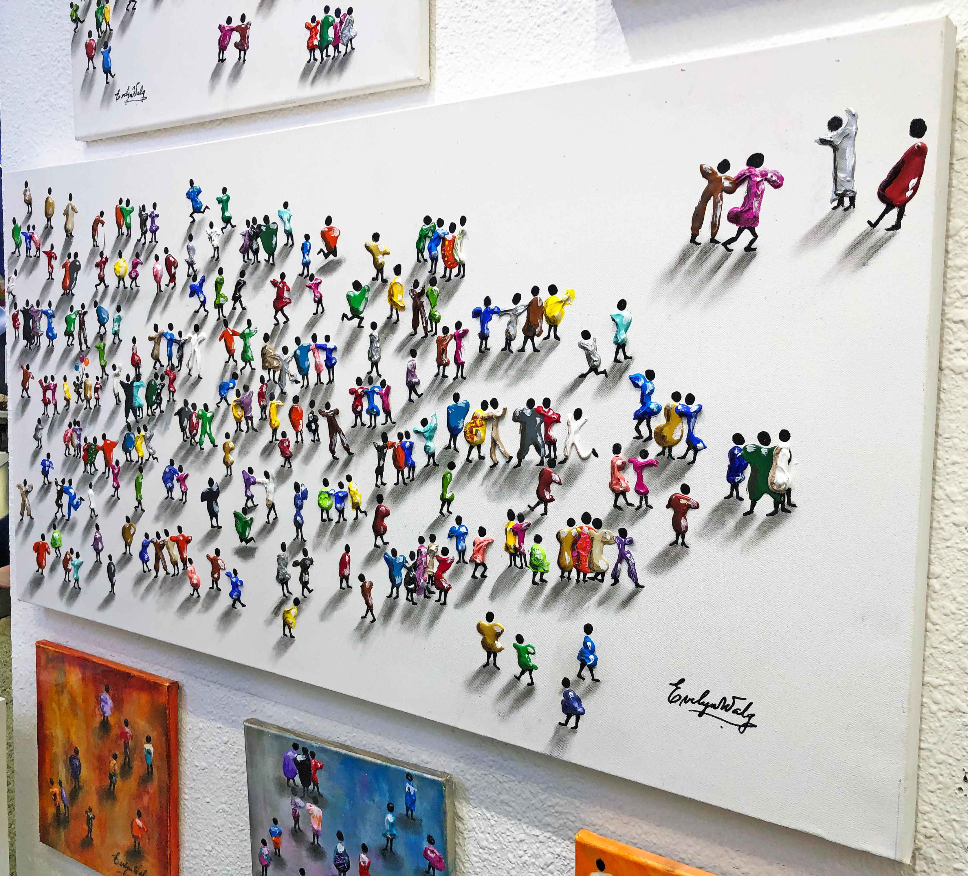 Disfrutando de un día (gran cuadro original con textura sobre lienzo) - Painting de Evelyn Walg