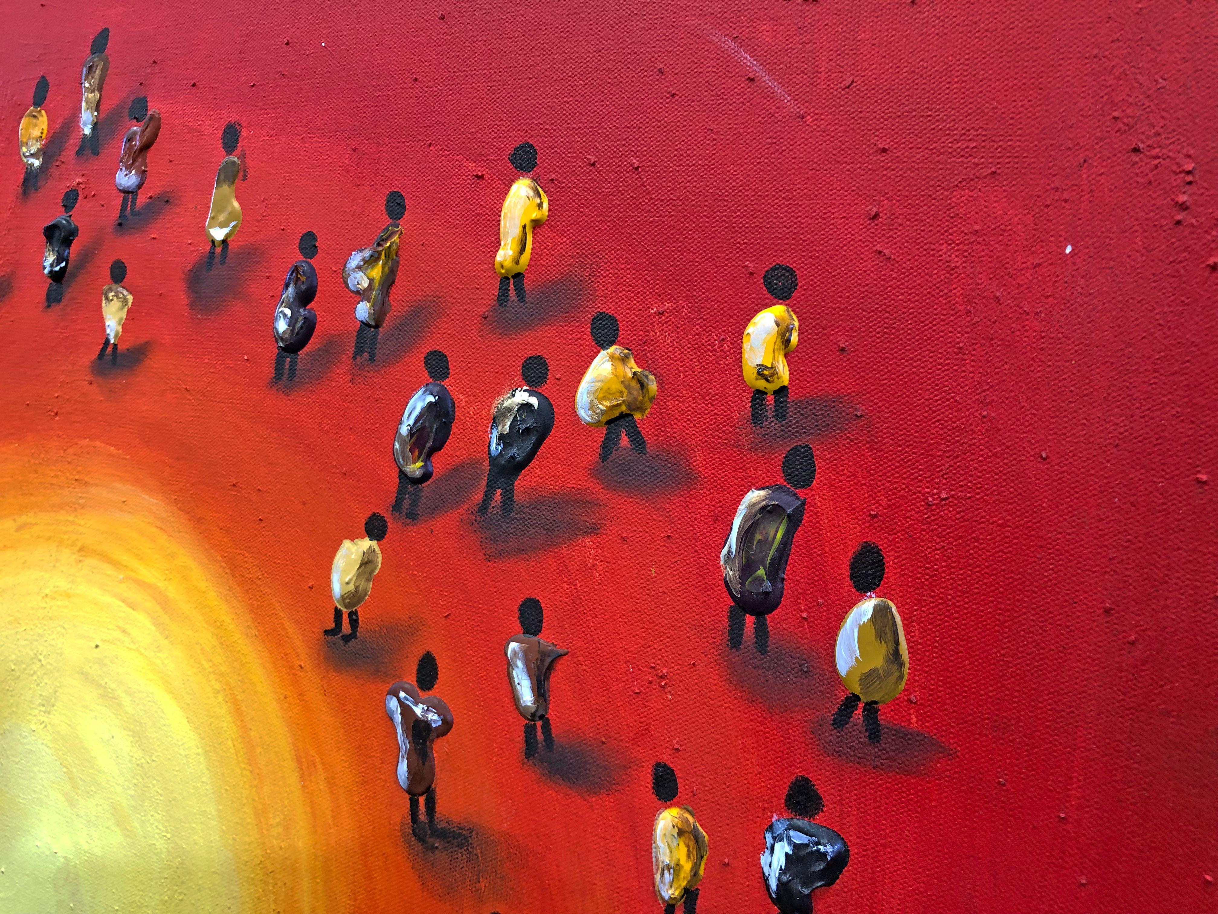 Calentamiento del corazón (gran cuadro original con textura sobre lienzo) - Painting de Evelyn Walg
