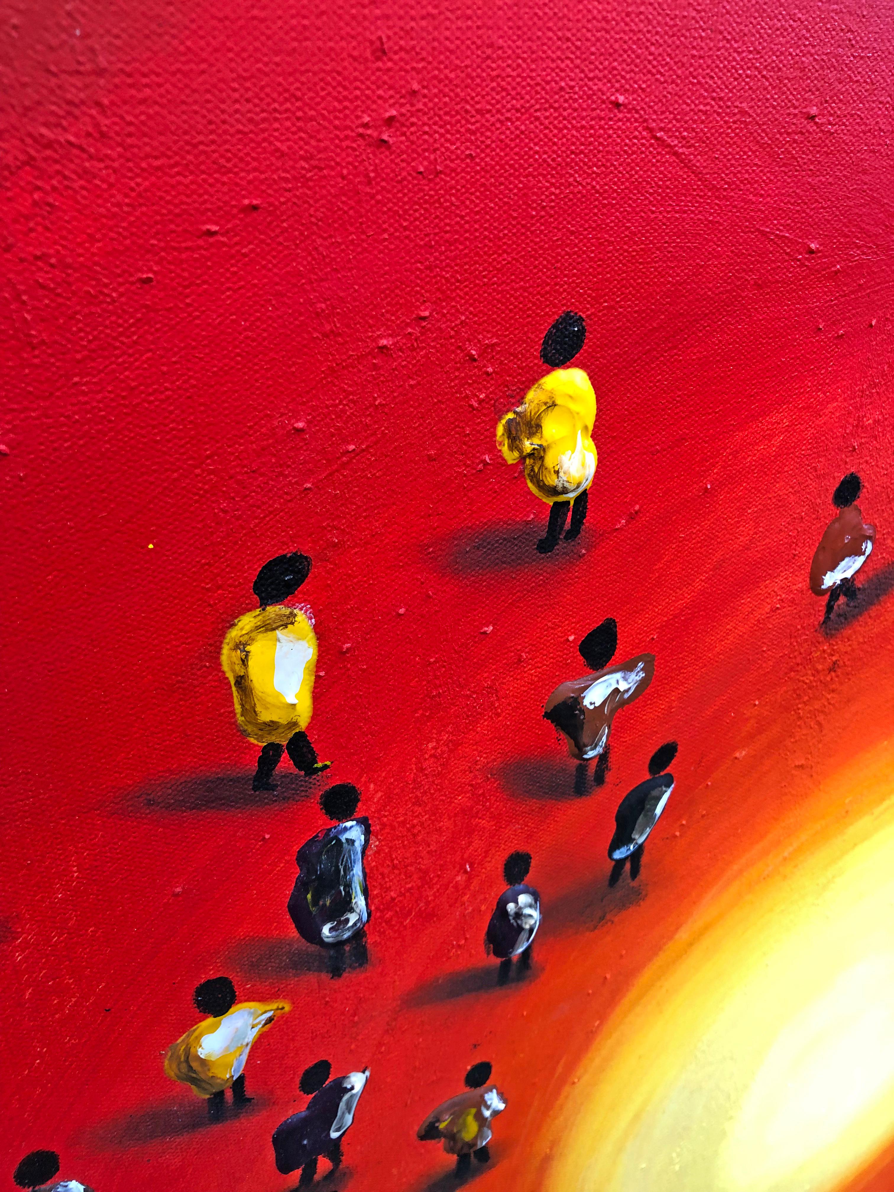 Calentamiento del corazón (gran cuadro original con textura sobre lienzo) - Painting Contemporáneo de Evelyn Walg