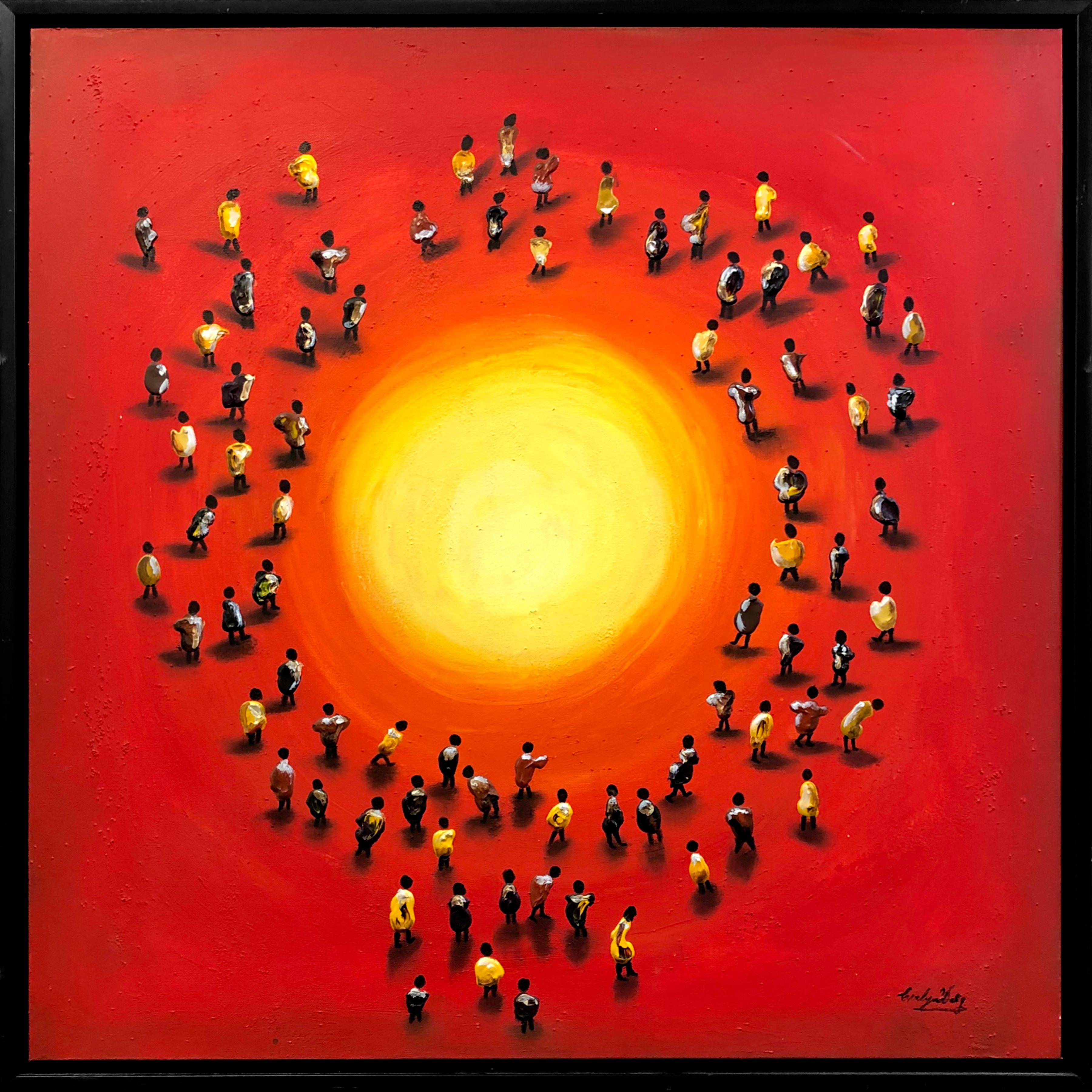 Portrait Painting de Evelyn Walg - Calentamiento del corazón (gran cuadro original con textura sobre lienzo)