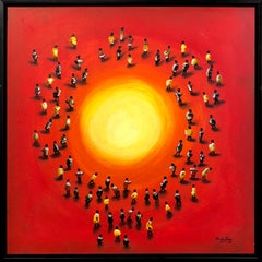 Calentamiento del corazón (gran cuadro original con textura sobre lienzo)