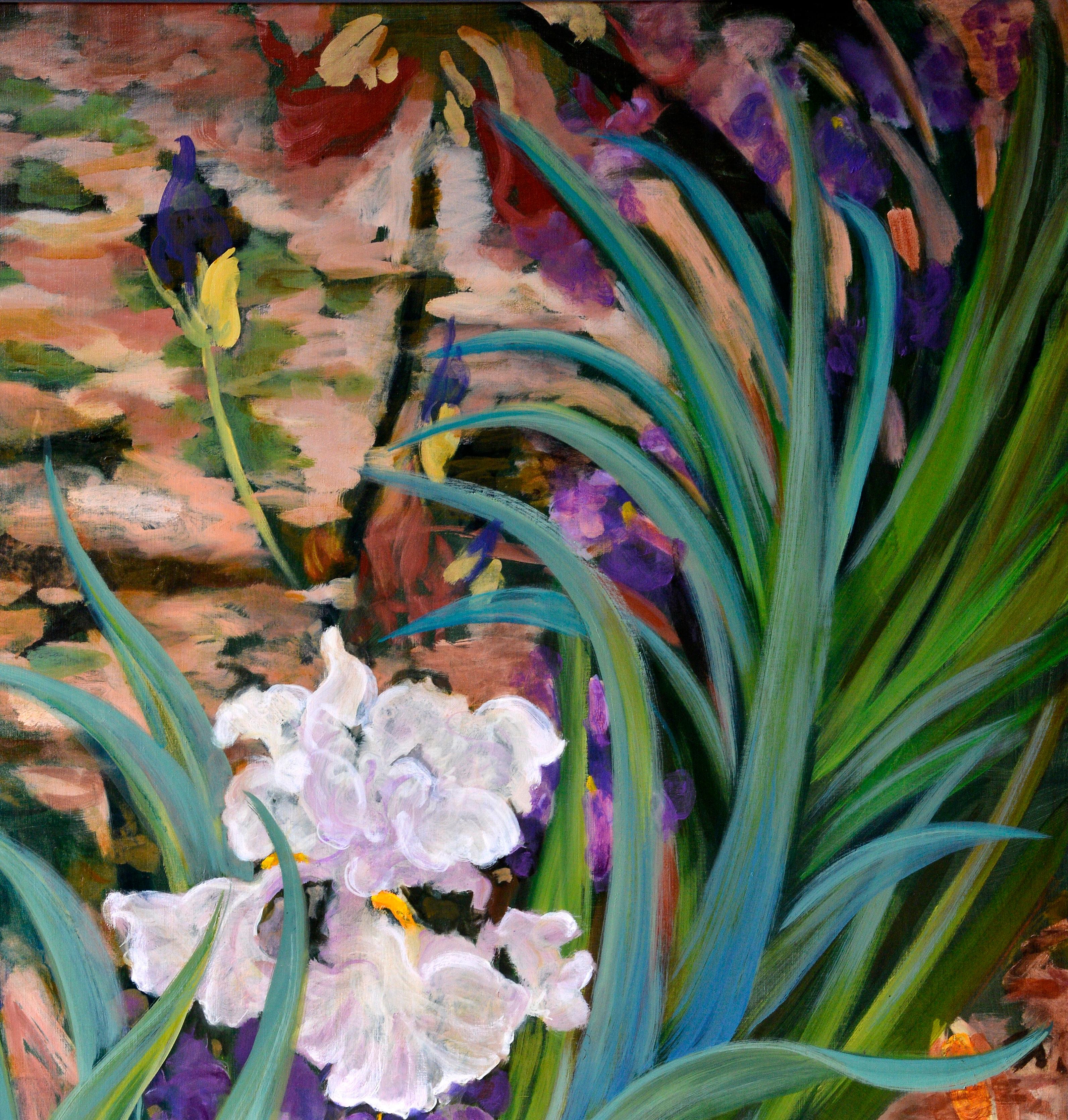 Iris - Figurative Painting Grigio di Evelyne Ballestra
