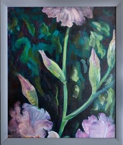 Iris Mosaic Oil Painting on Canvas, Expressionist, 21st Century