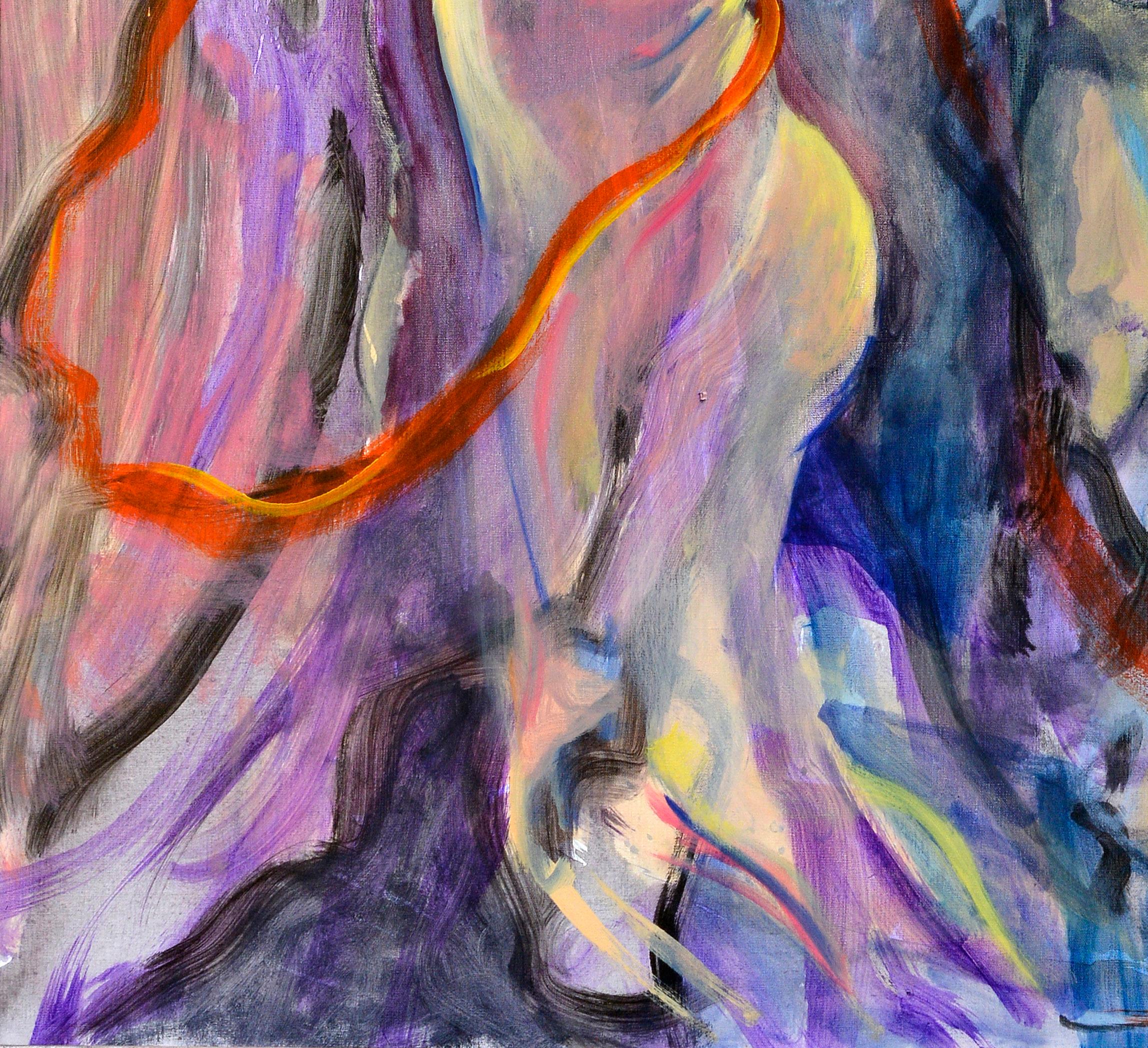 L'enlacement de l'Europe - Gris Nude Painting par Evelyne Ballestra