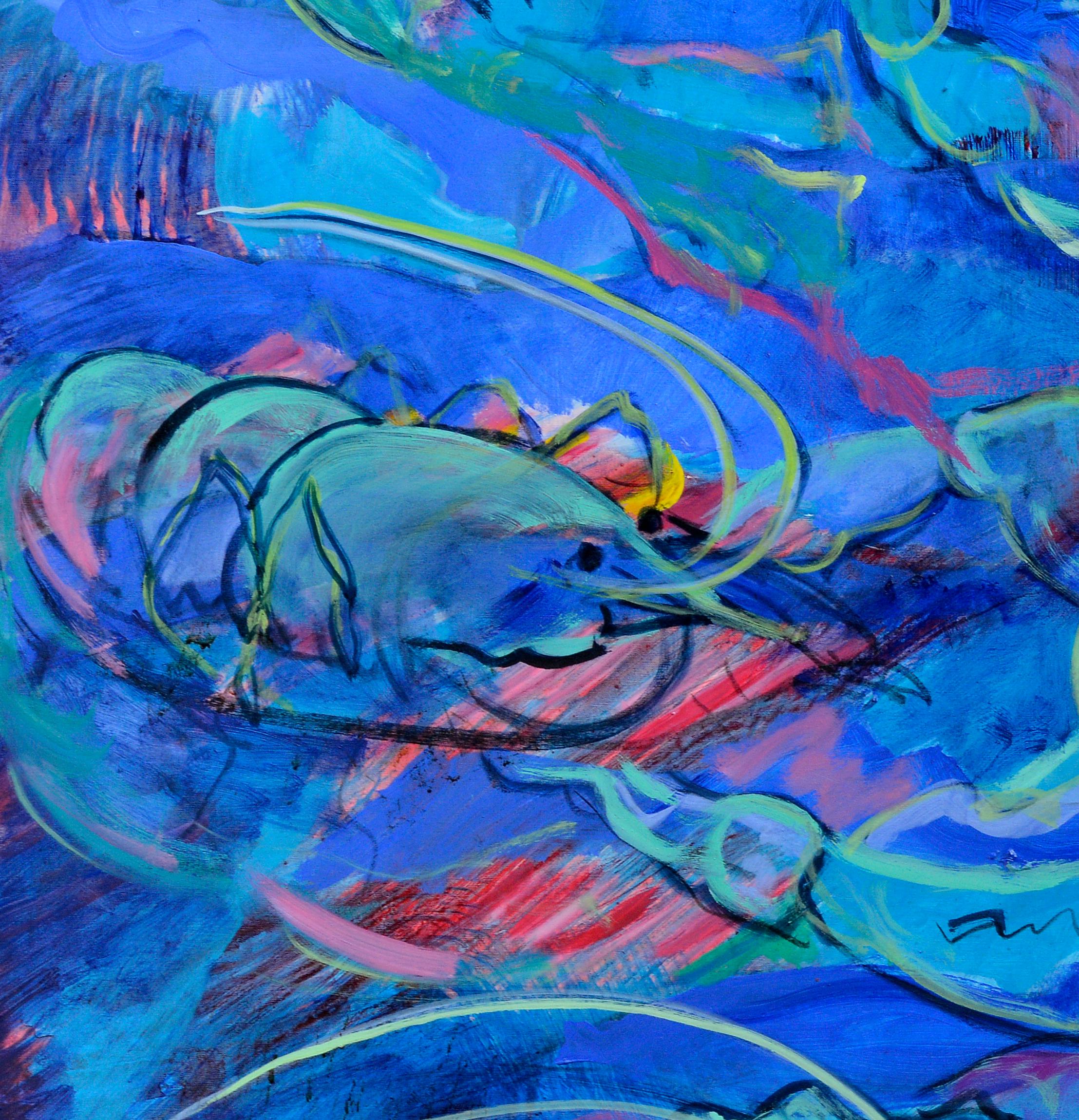 Les homards - Expressionniste Painting par Evelyne Ballestra