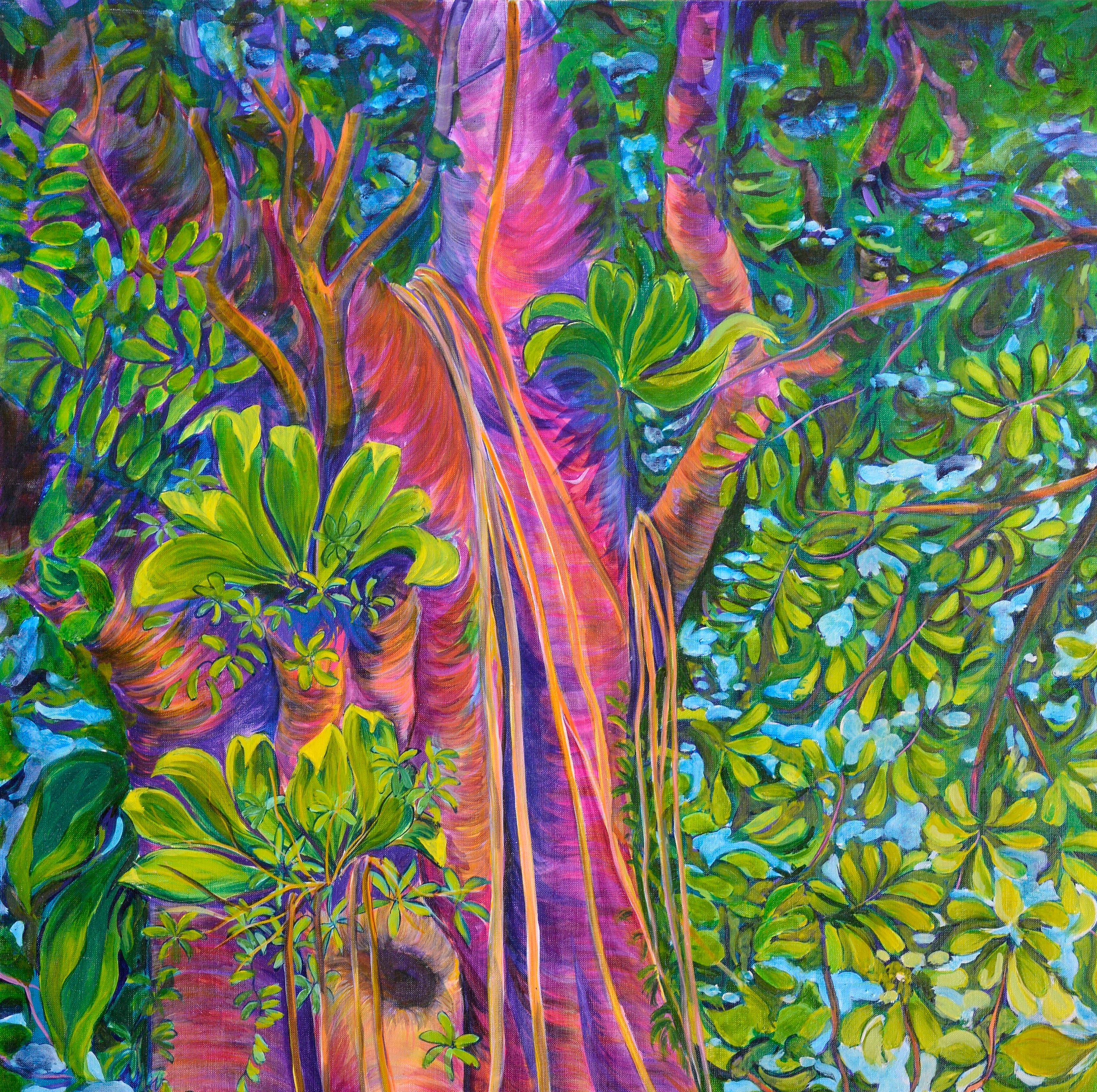 Tropical tree - Painting by Evelyne Ballestra