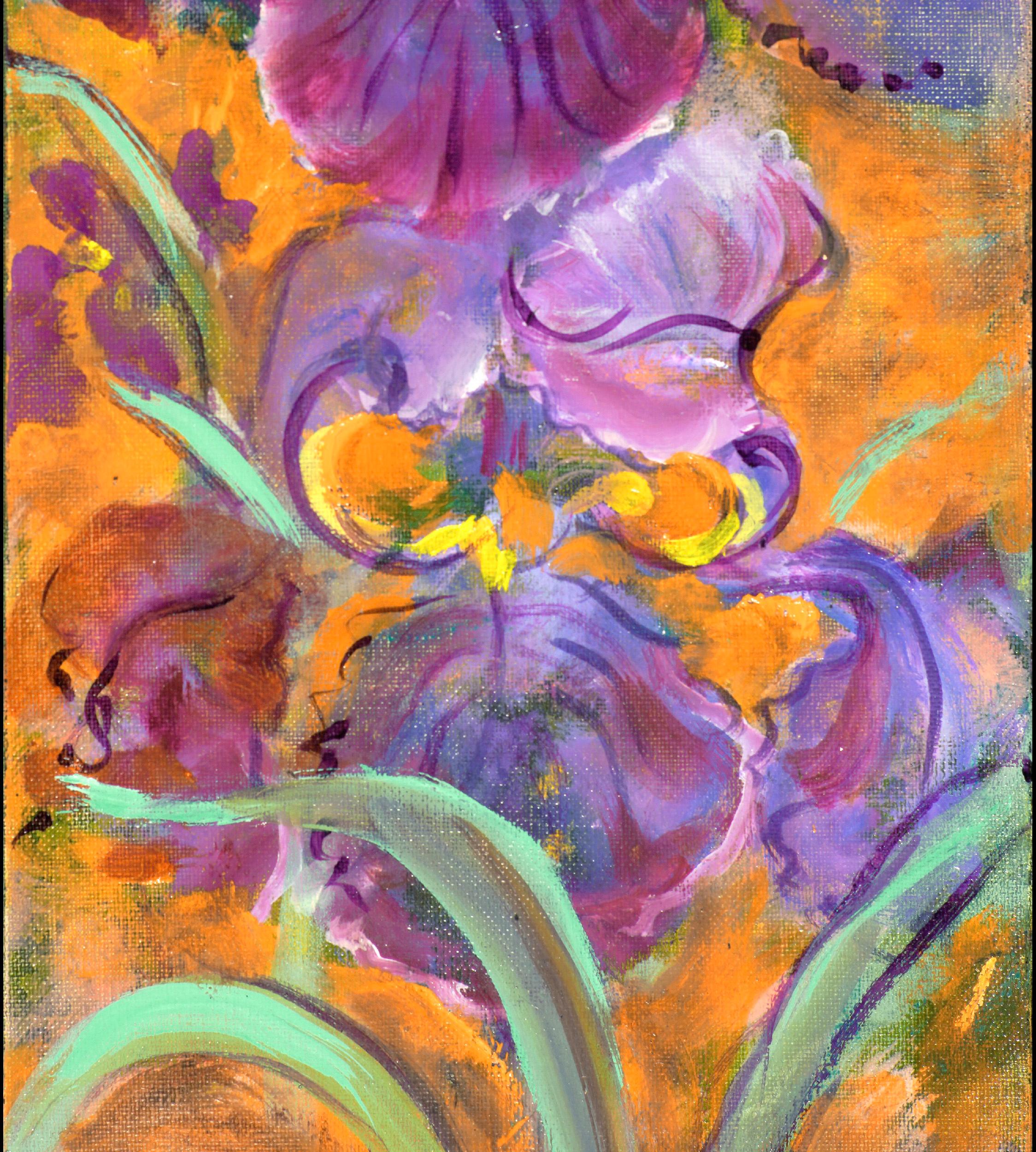 Deux Iris - Painting Neoespressionismo di Evelyne Ballestra