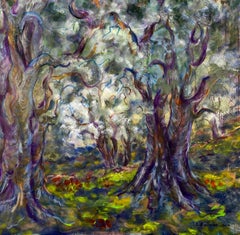 La Danse des Arbres: Expressionist Oil Painting on Canvas
