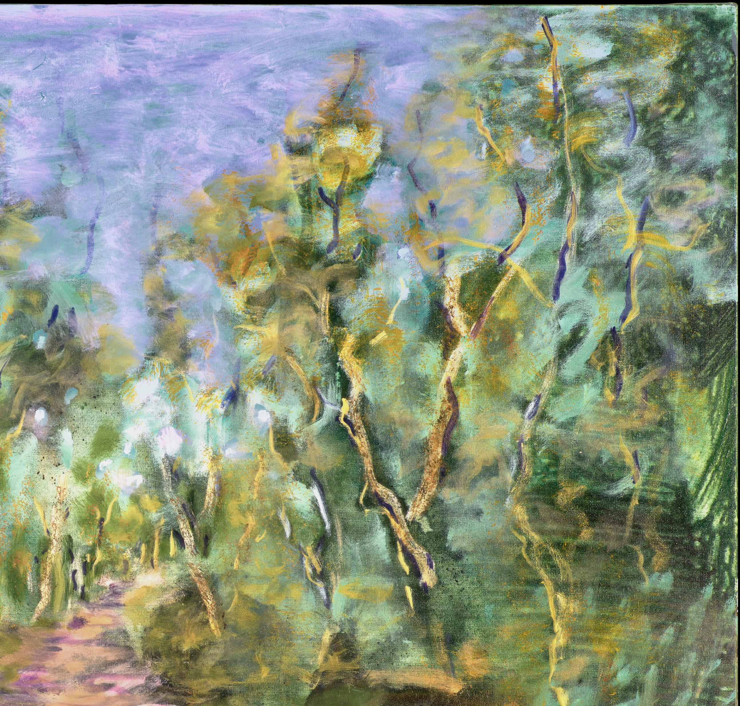 Promenade en forêt - Néo-expressionnisme Painting par Evelyne Ballestra