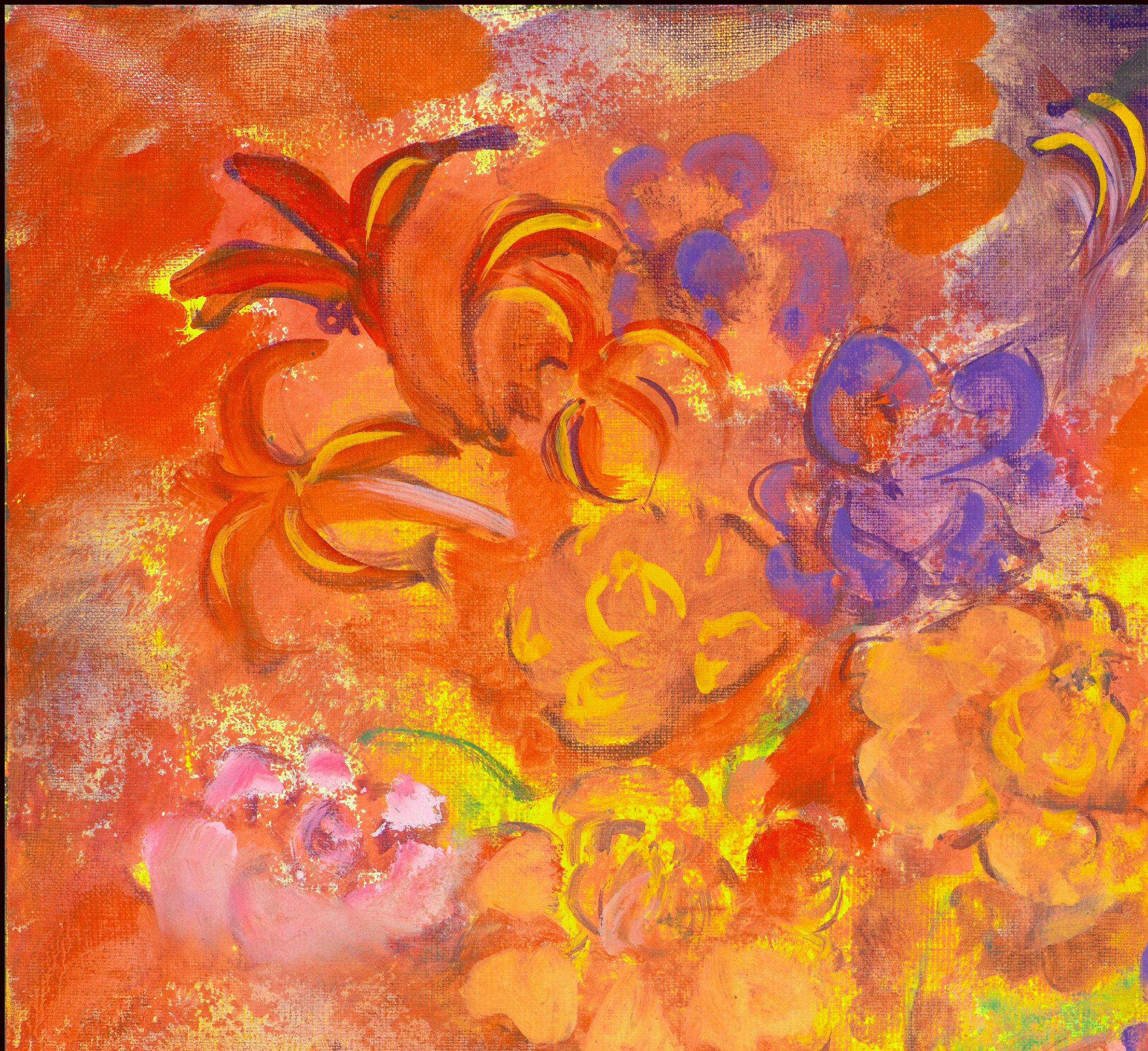 Himno a la alegría - Figurative Painting Naranja de Evelyne Ballestra