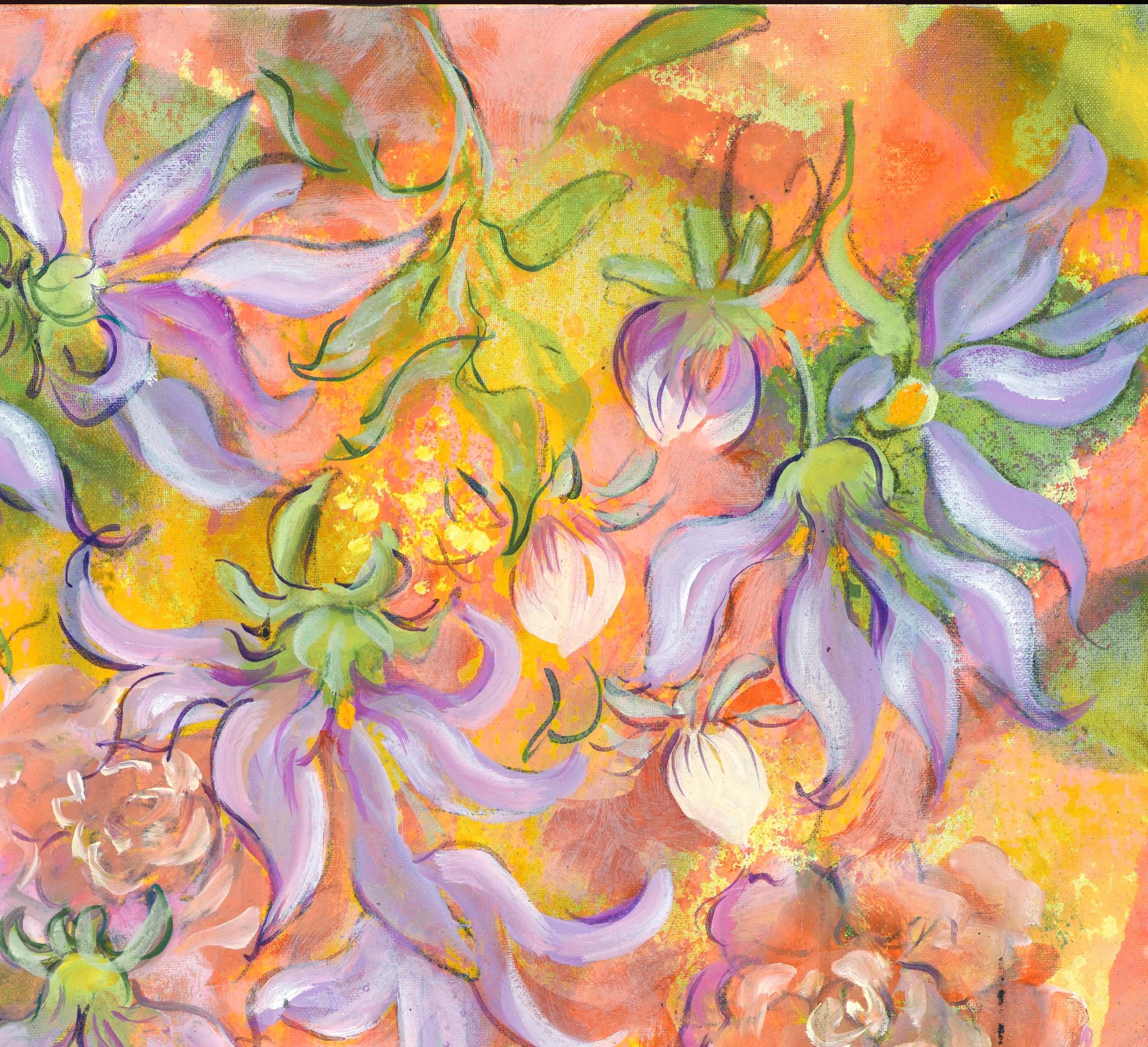 La Danza de las Dalias - Painting de Evelyne Ballestra
