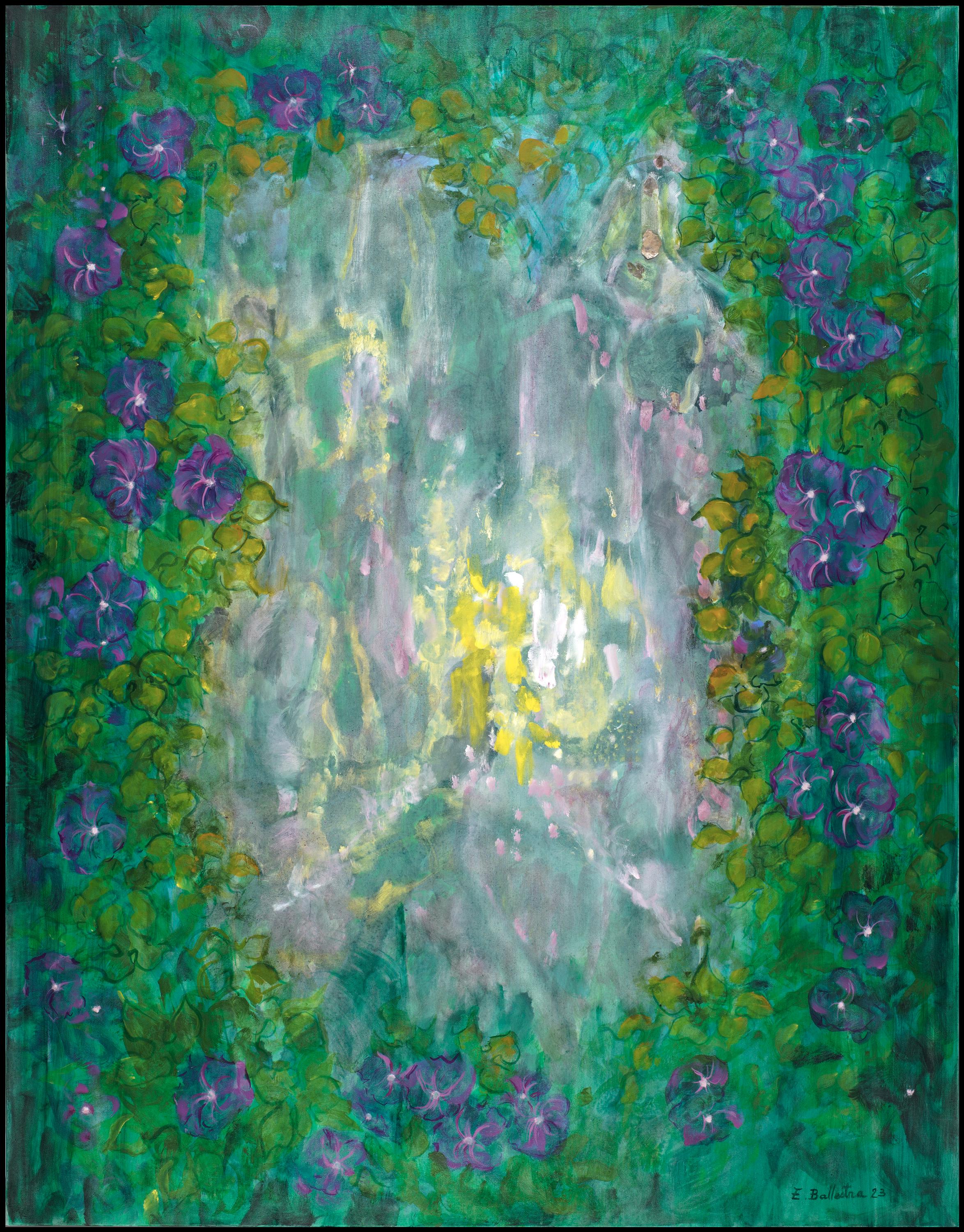Figurative Painting di Evelyne Ballestra - Le Coeur des Fleurs