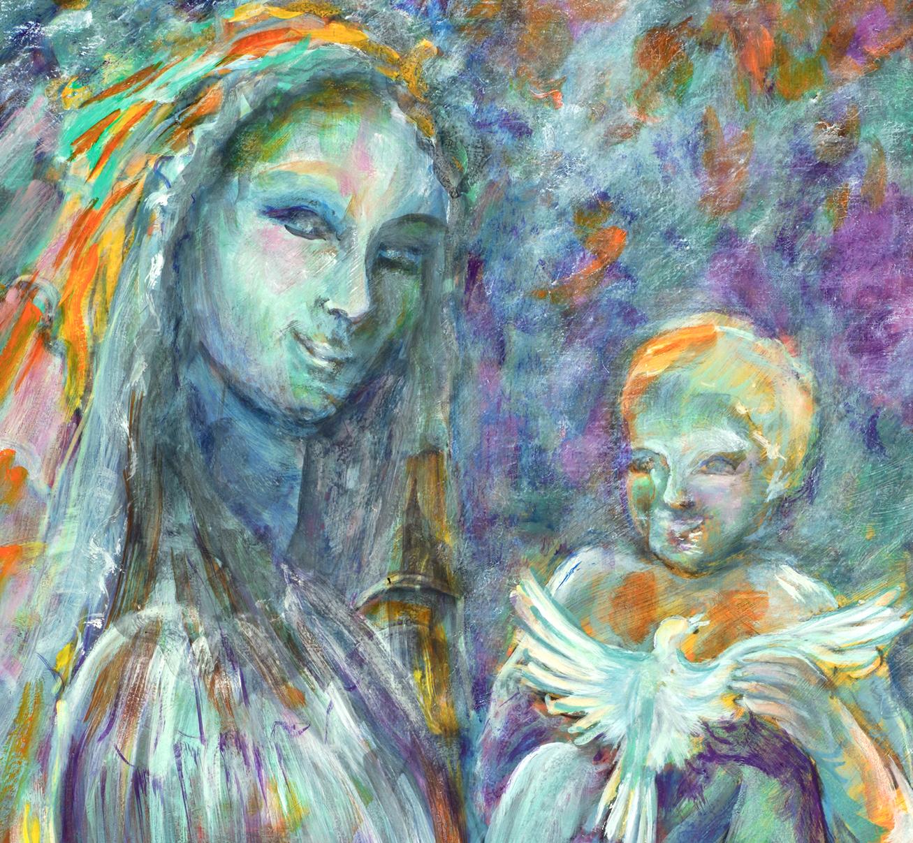 Madonna - Expressionist Painting by Evelyne Ballestra