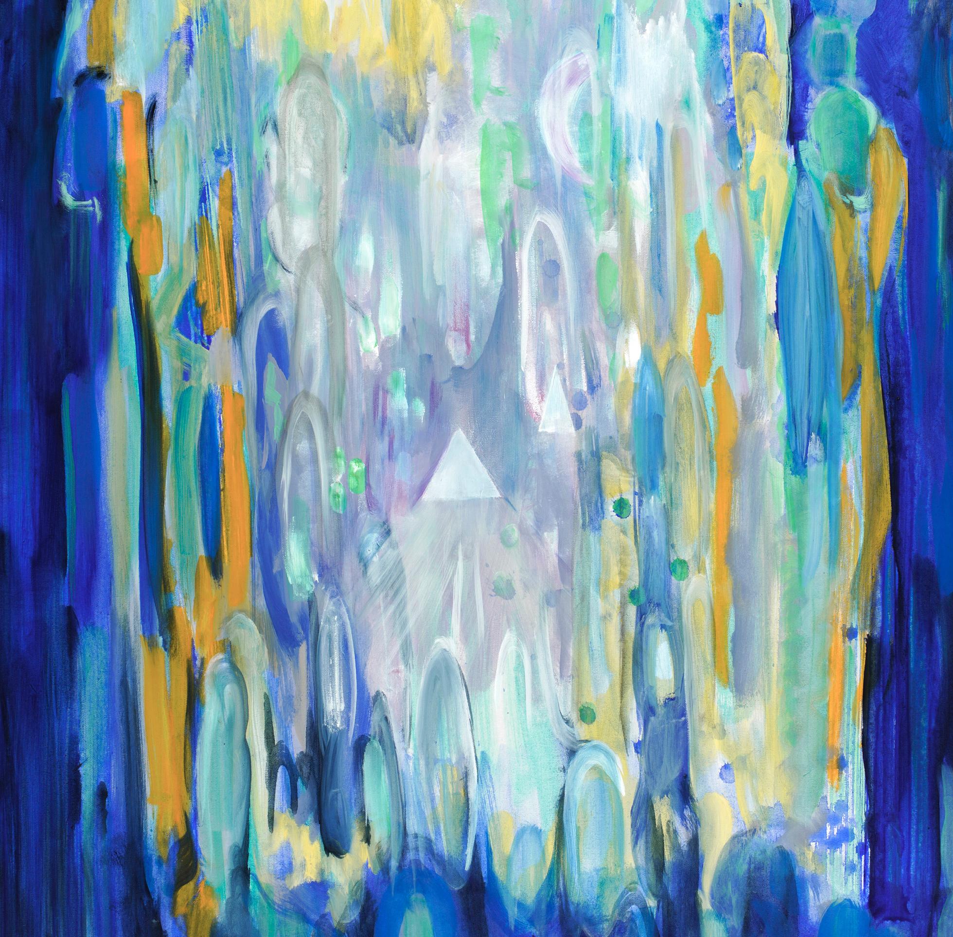 Mirage - Figurative Painting Azul de Evelyne Ballestra